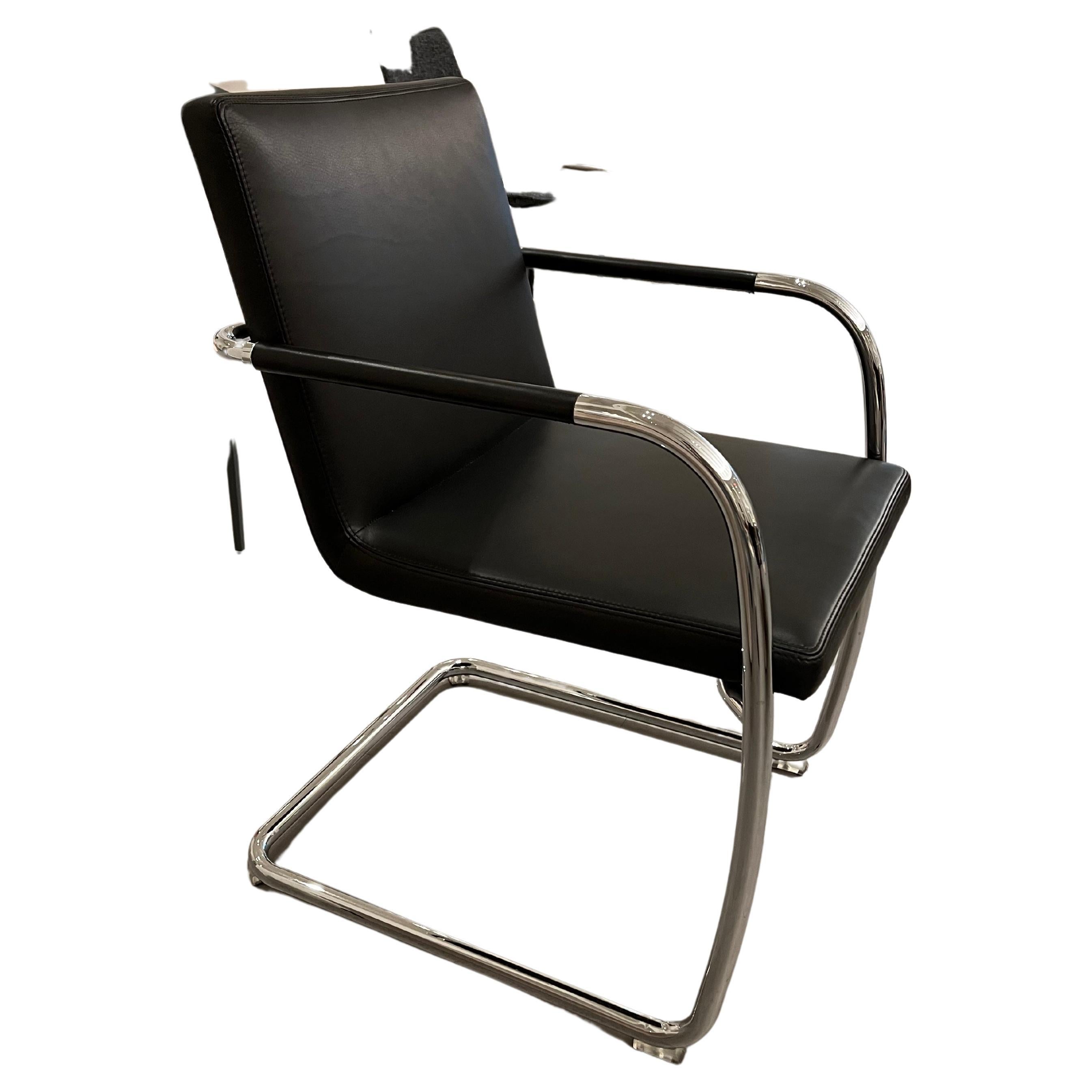 Thonet S 60 Cantilever Black Leather Armchair by Glen Oliver Löw en STOCK en vente