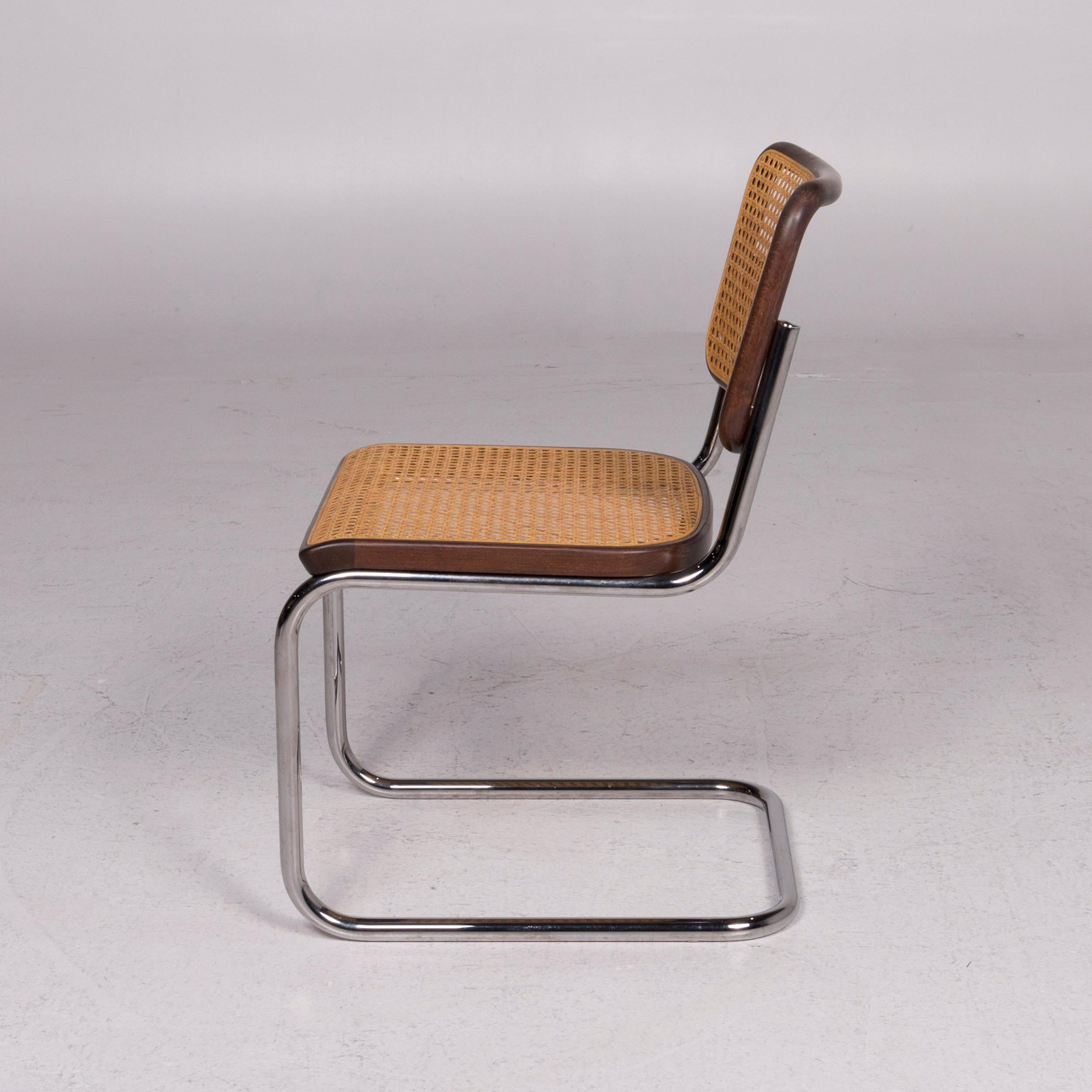 European Thonet S32 Wood Chair Beige Metal