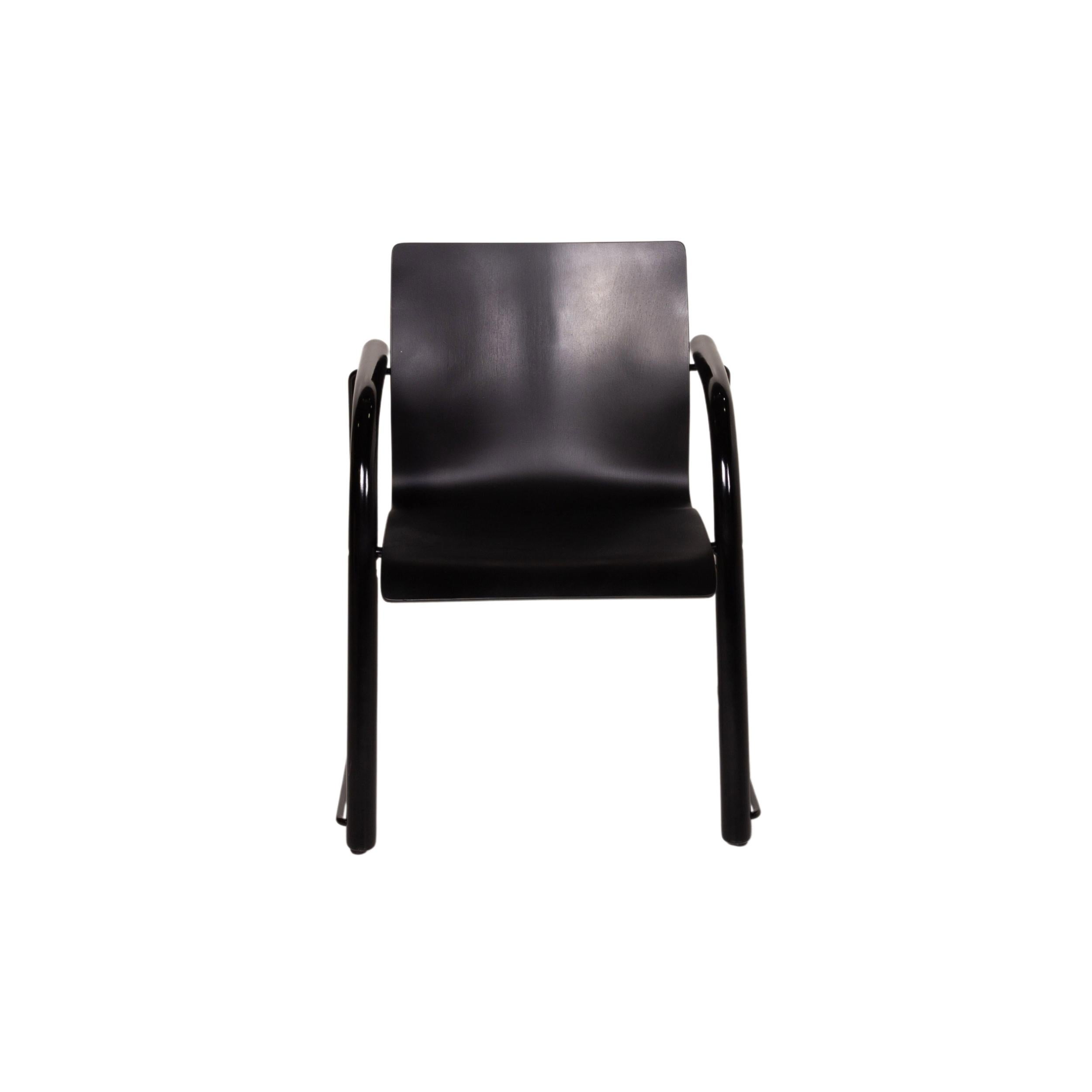 Contemporary Thonet S320 Wooden Chair Set Black 4x Chair