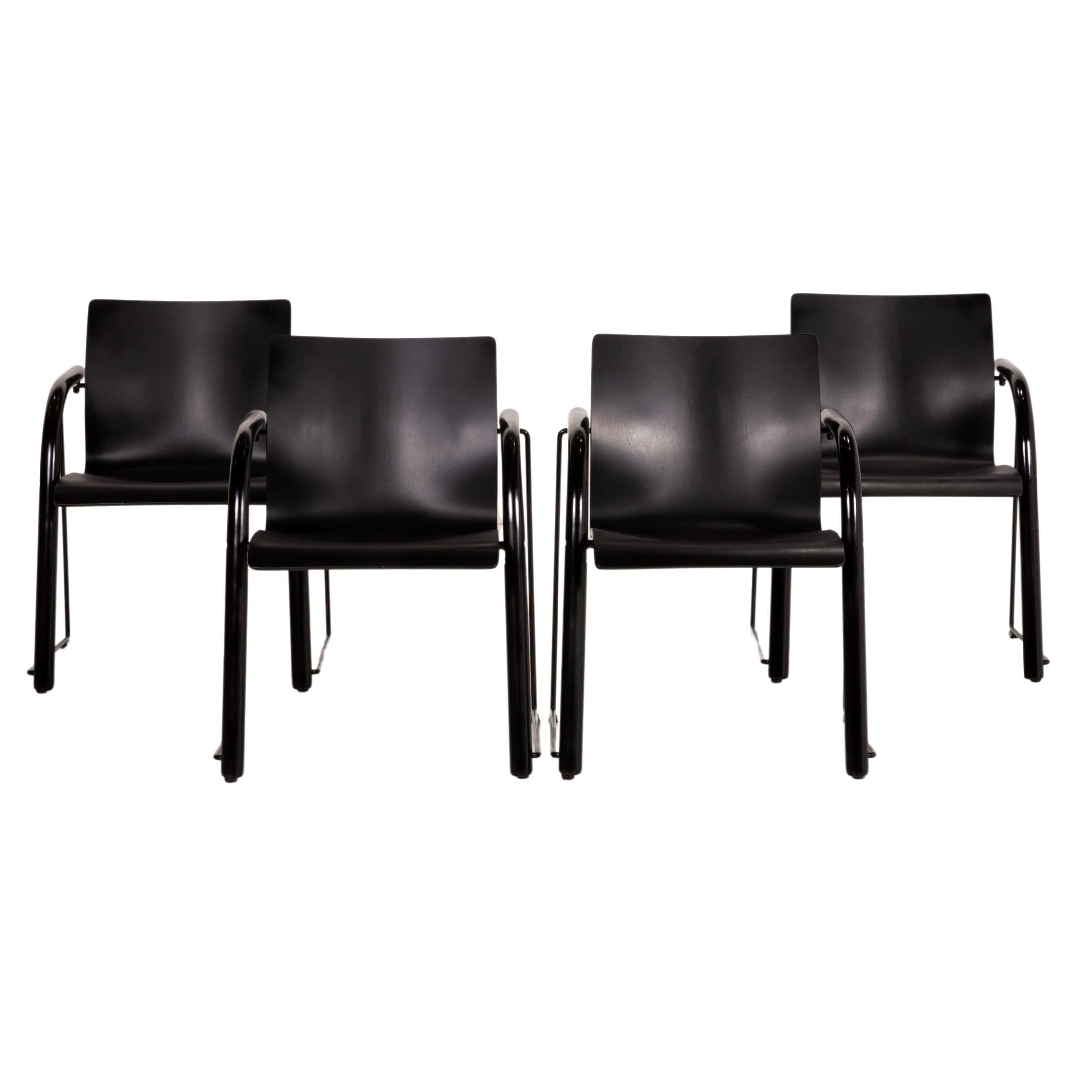Thonet S320 Wooden Chair Set Black 4x Chair
