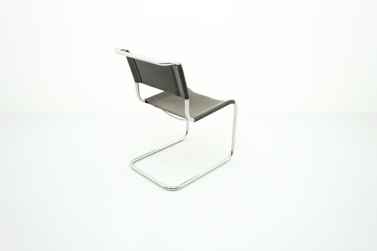 German Thonet S33 Cantilever Chair Chrome and Leather Mart Stam 1926