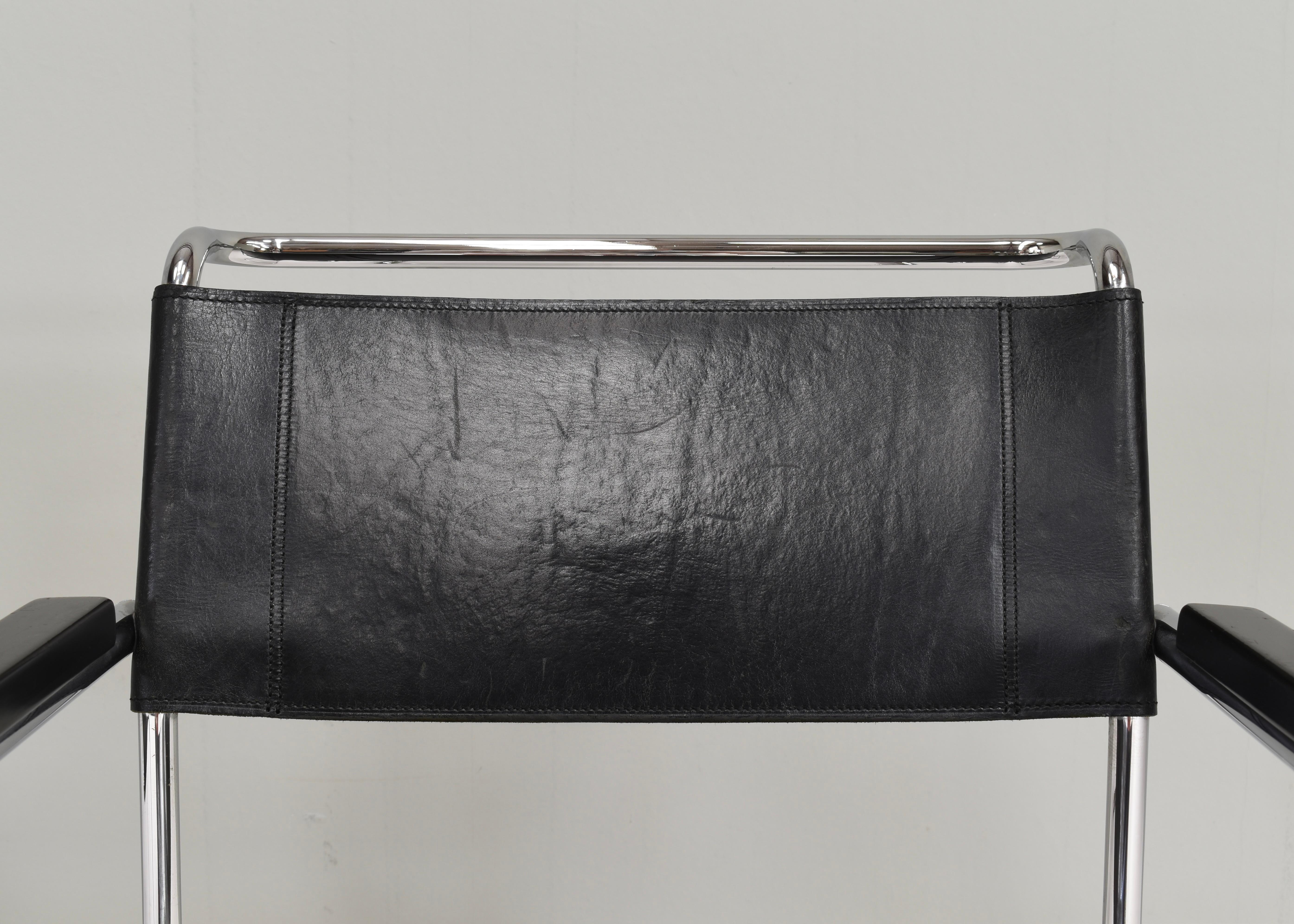 Thonet S34 Cantilever chairs by Mart Stam in black leather and chrome – Germany For Sale 6