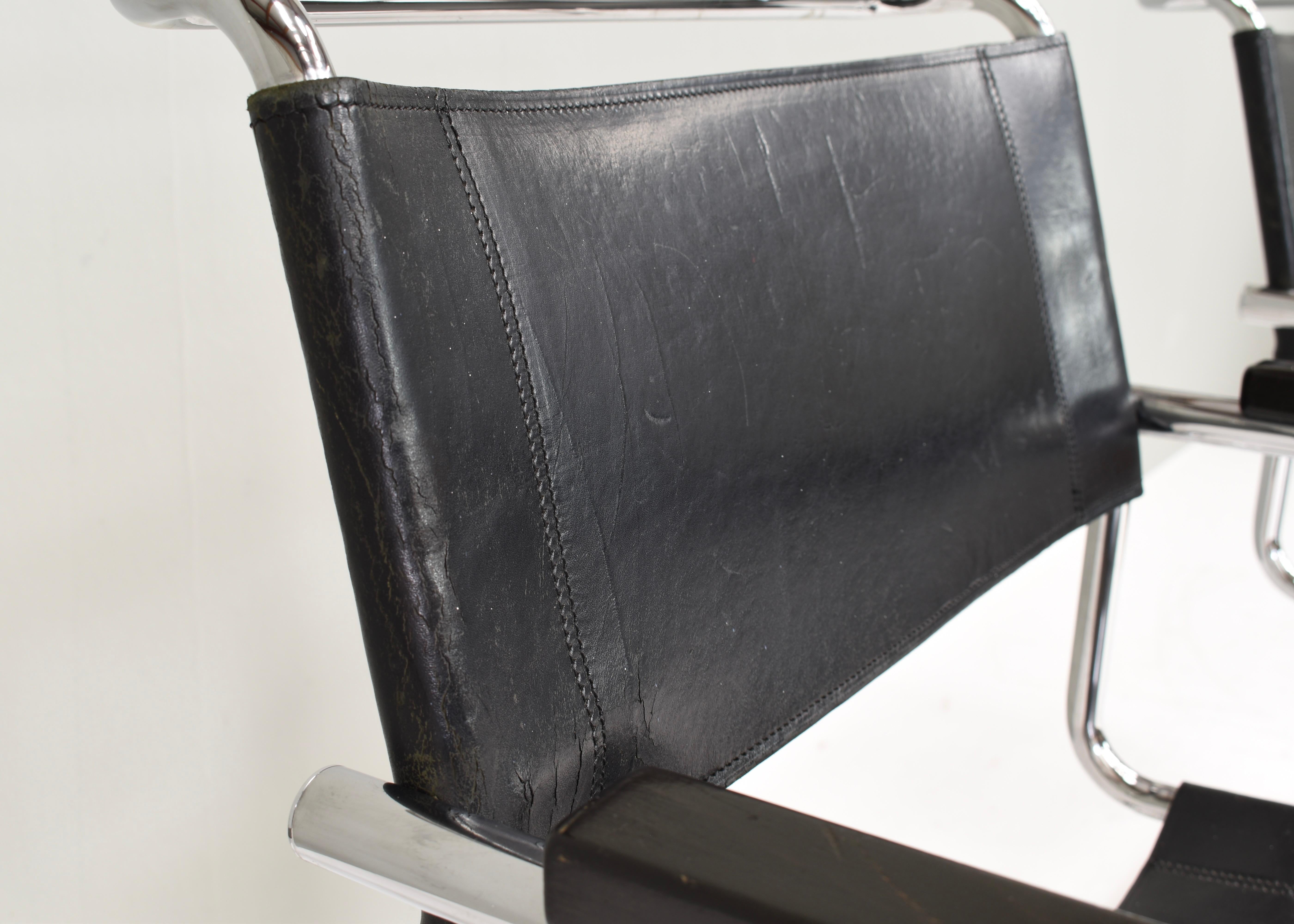 Thonet S34 Cantilever chairs by Mart Stam in black leather and chrome – Germany For Sale 12