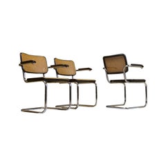 Thonet S64 Cantilever Marcel Breuer Dining Chair in Cane and Chrome, 1979