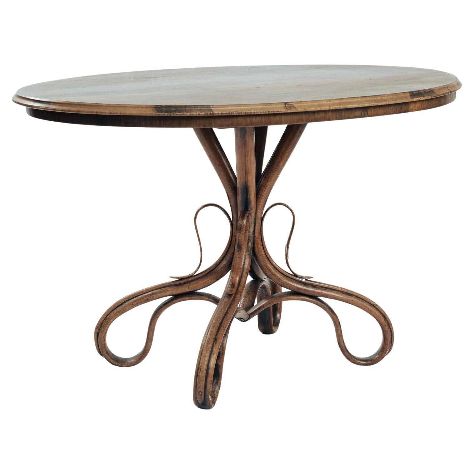 Antique Thonet Salon center Table No.2, Bentwood with Flamed Palisander, 1890