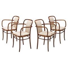 TON Set of Four Bentwood Armchairs in Light Upholstery