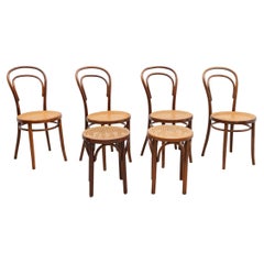 Thonet Set of Four No.14 Chairs and Two Stools, 1930s, Austria