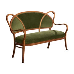 Thonet, Settee, Wood, Fabric, Austria, 1900s