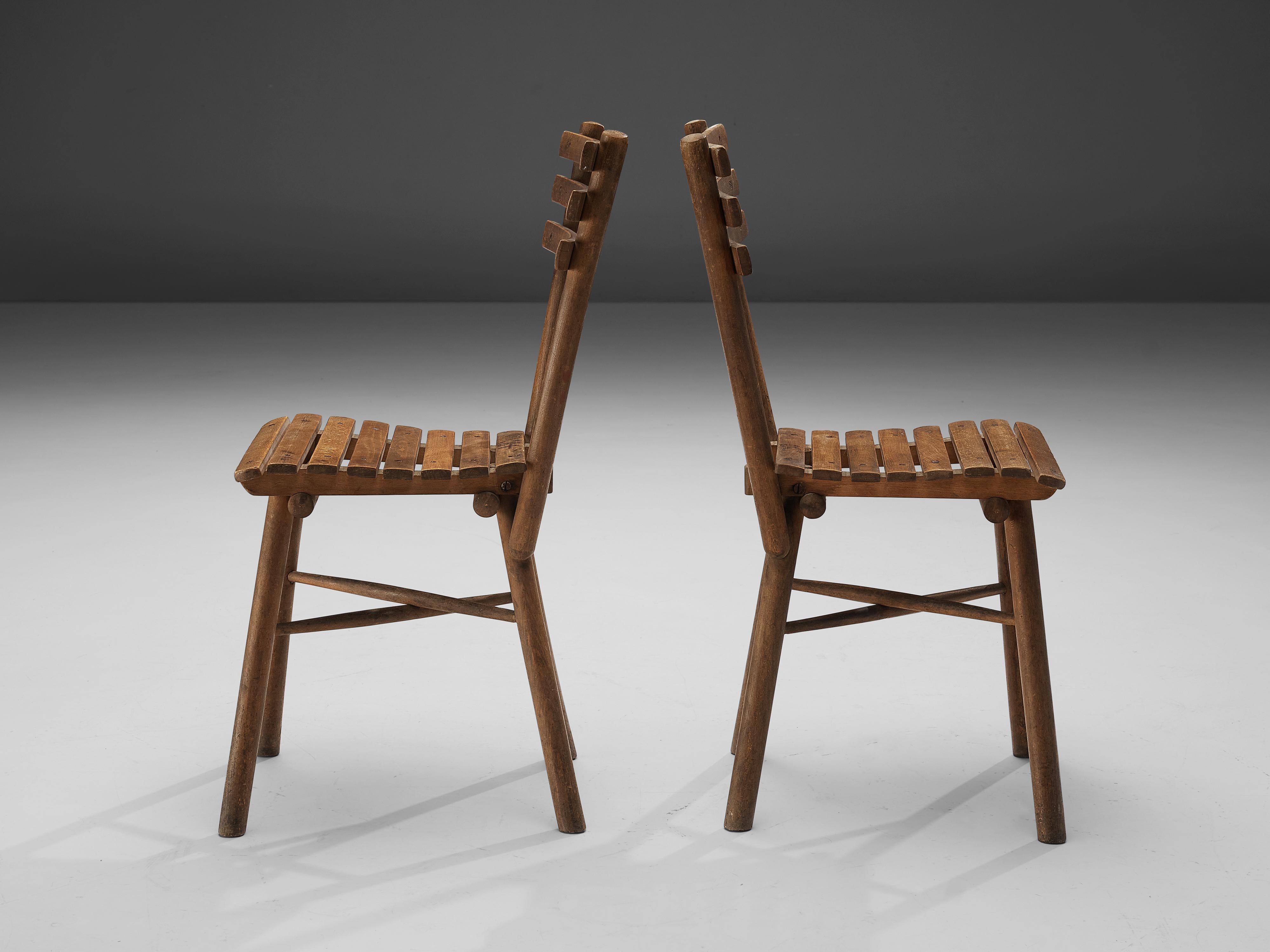 Thonet Slat Chairs in Patinated Wood 6