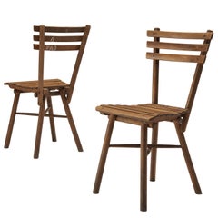 Thonet Slat Chairs in Patinated Wood