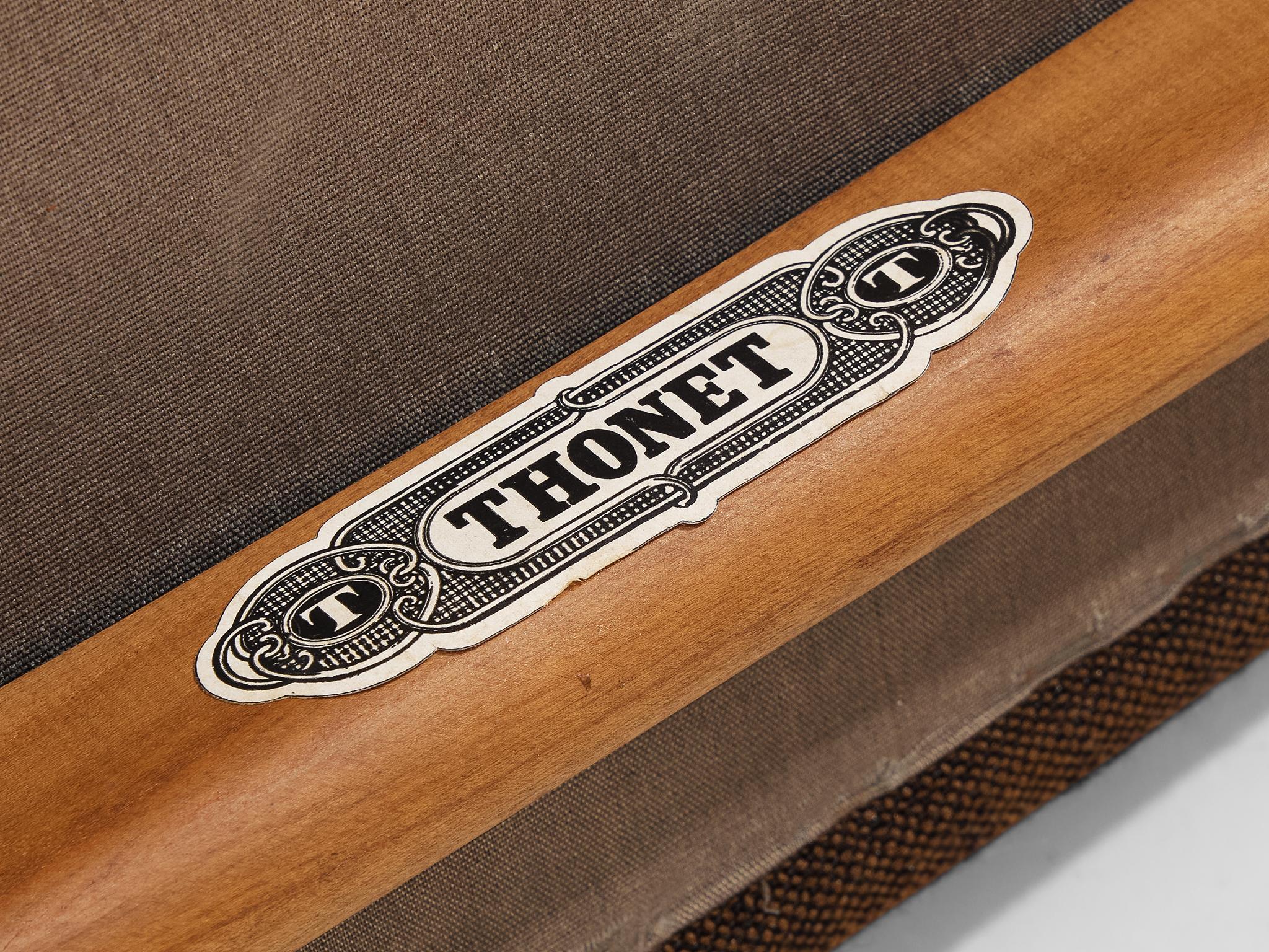 Thonet Slipper Chair in Cherry and Brown Upholstery For Sale 1