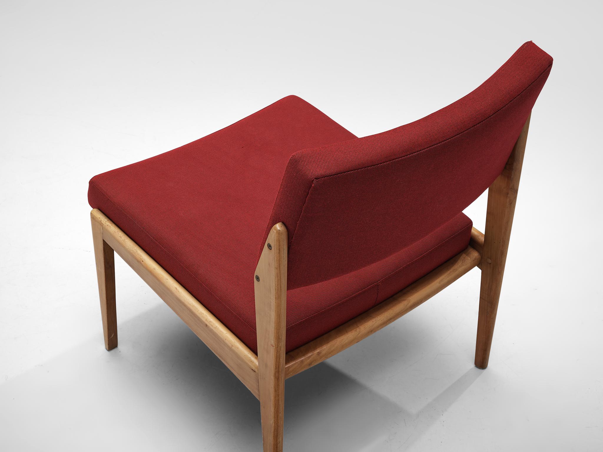Tessuto Sedia Thonet Slipper in ciliegio e tappezzeria rossa in vendita