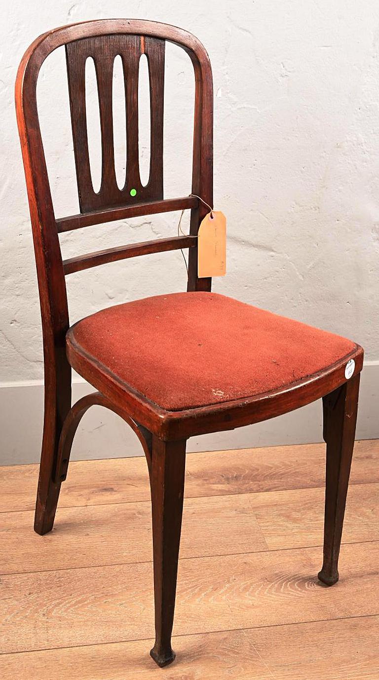 Vienna Secession Thonet, stained wood chair with openwork backrest circa 1900 For Sale