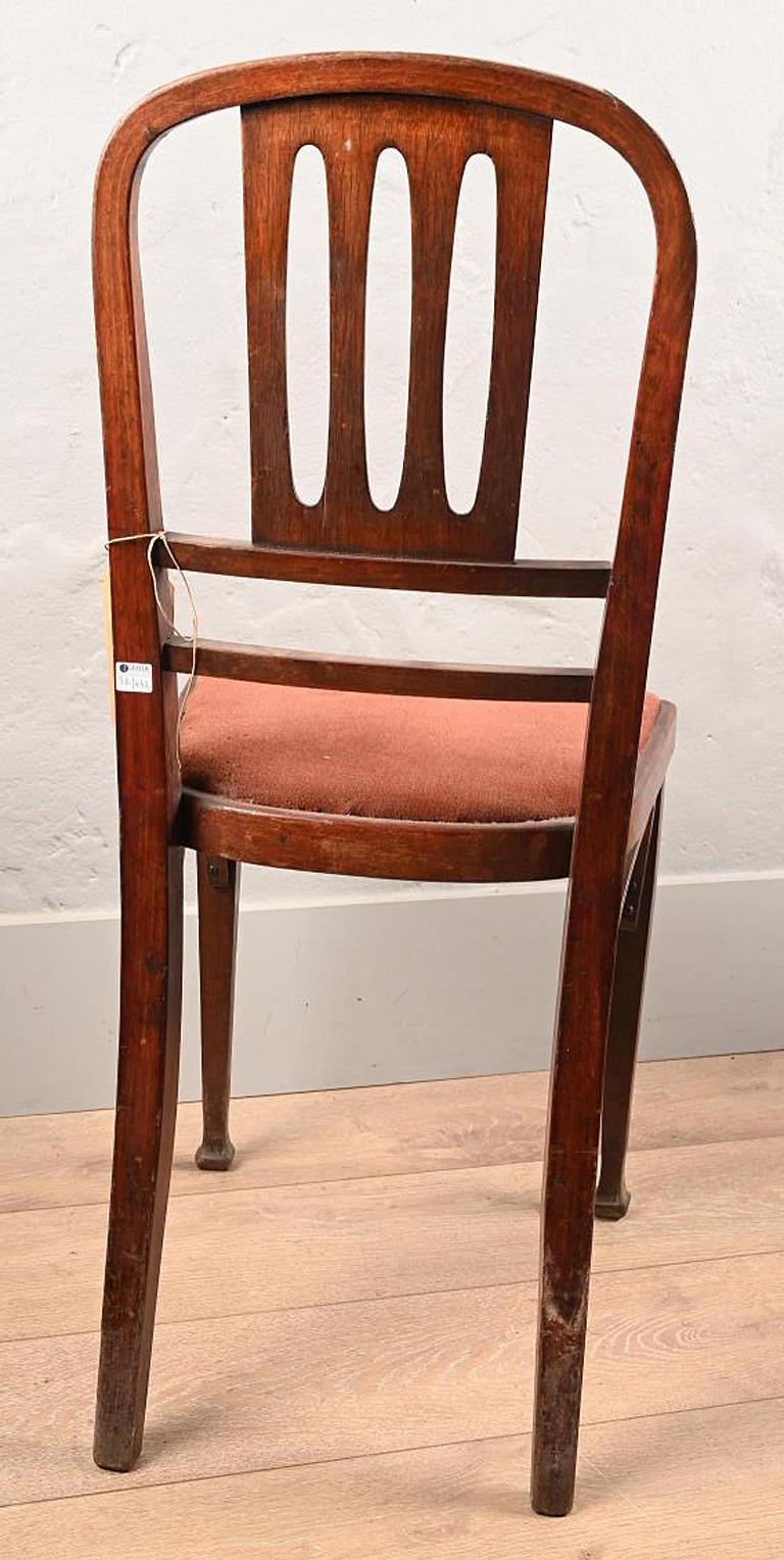 Austrian Thonet, stained wood chair with openwork backrest circa 1900 For Sale