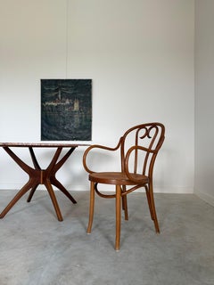 Thonet Steamed Bentwood Armchair Caned Seat Heart Motif 1970s Cottage Style