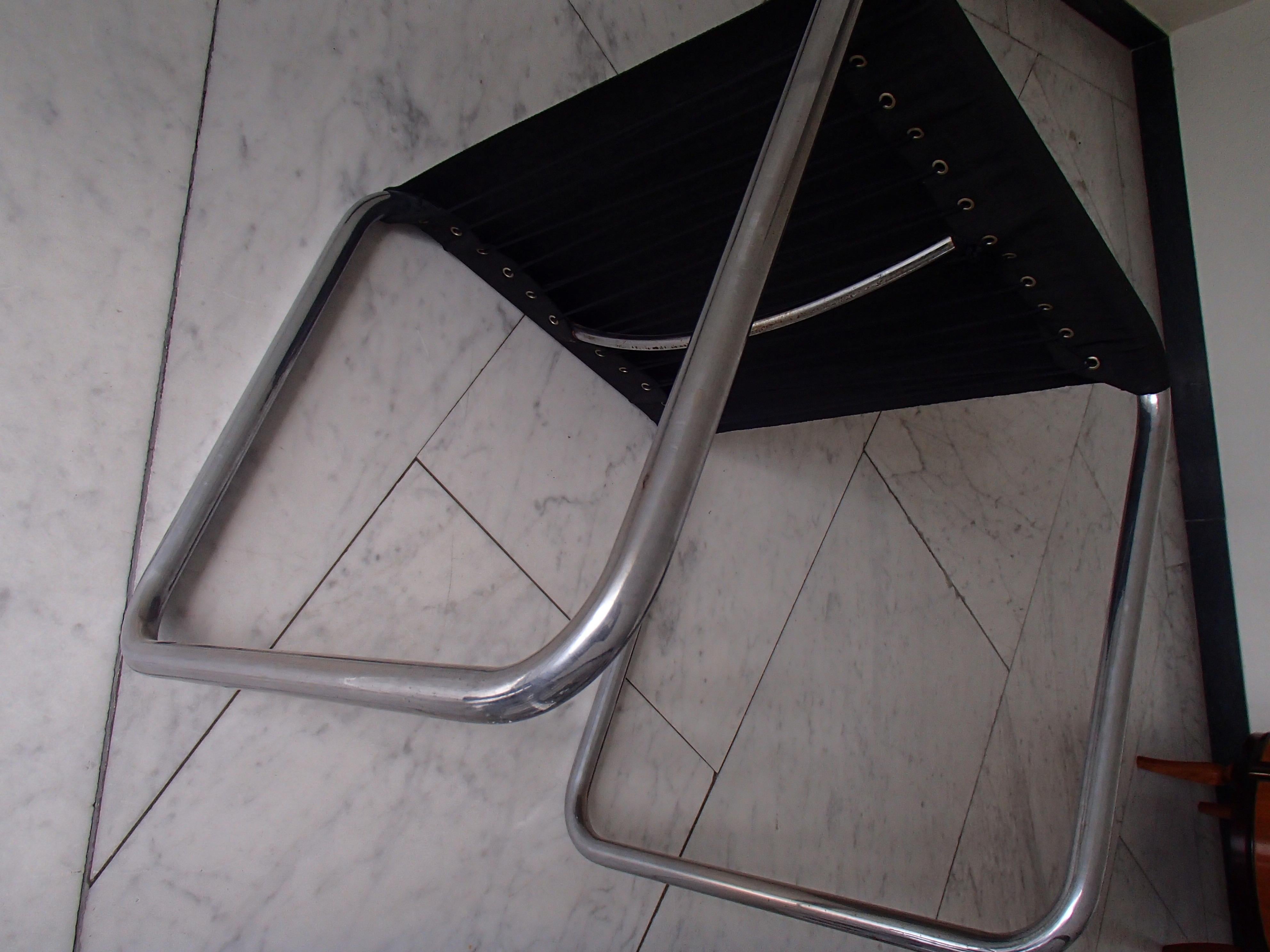 Tedesco Sgabello Thonet cromato con tessuti originali neri B9s in vendita