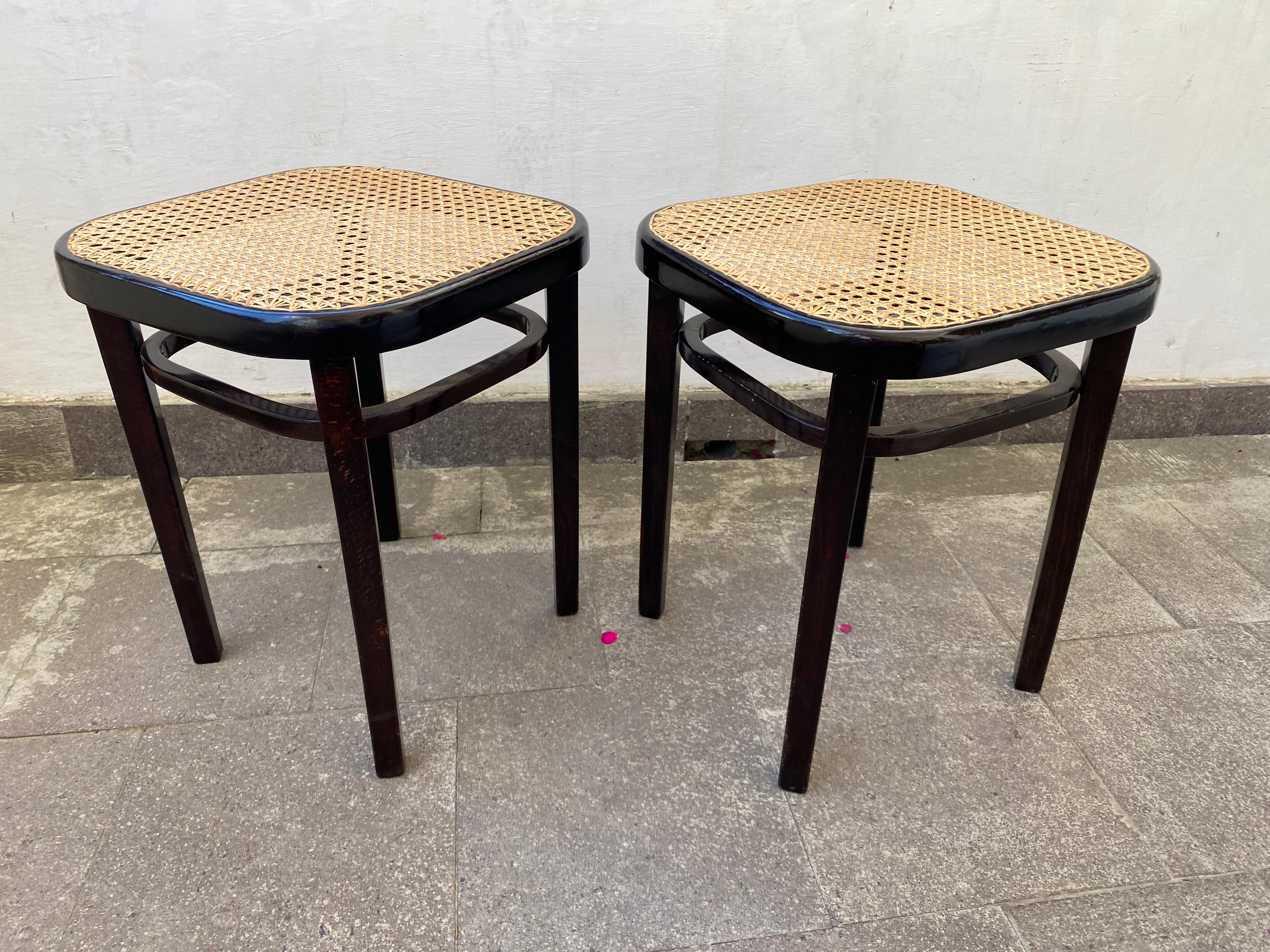 Thonet stools no.144 professionally stained and repolished.