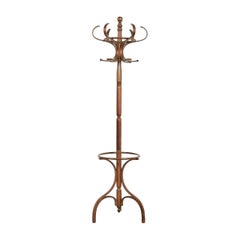Thonet Style Antique Bentwood Hall Tree Coat and Hat Floor Standing Rack