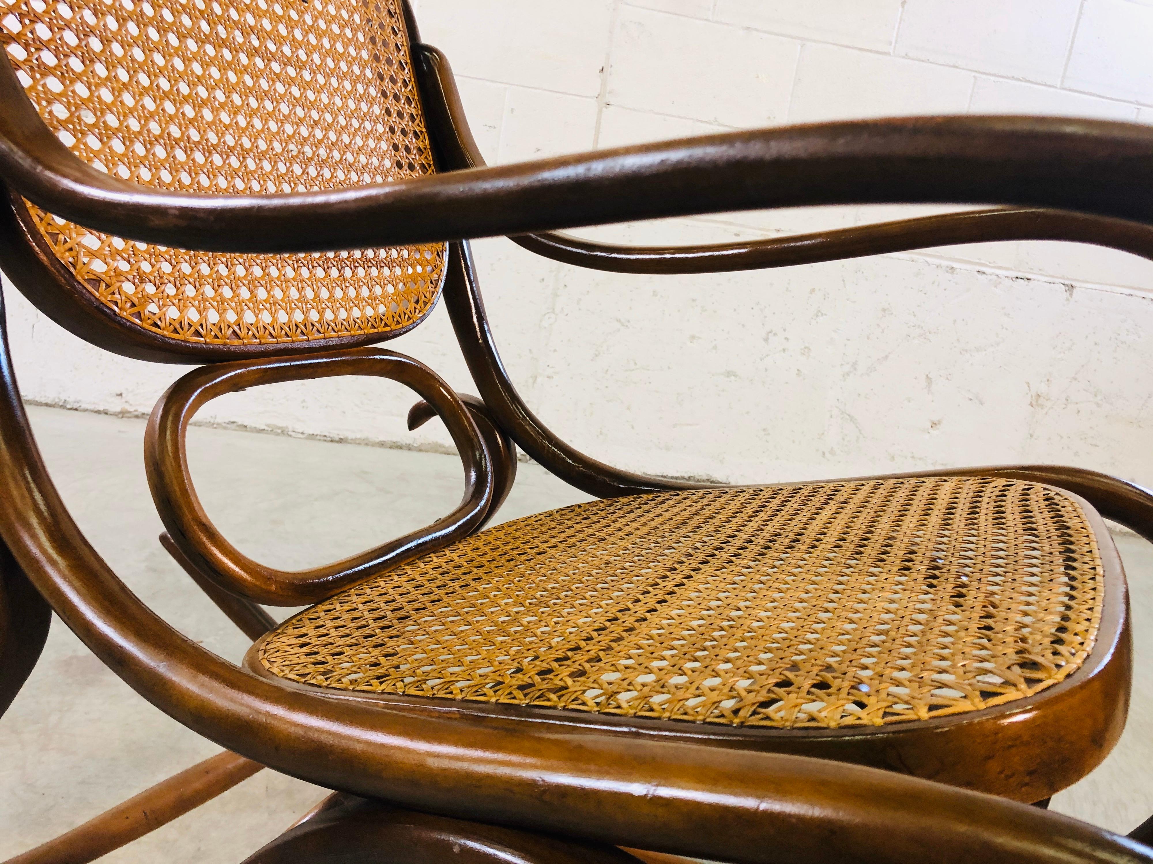 Thonet Style Beechwood and Cane Rocking Chair 6