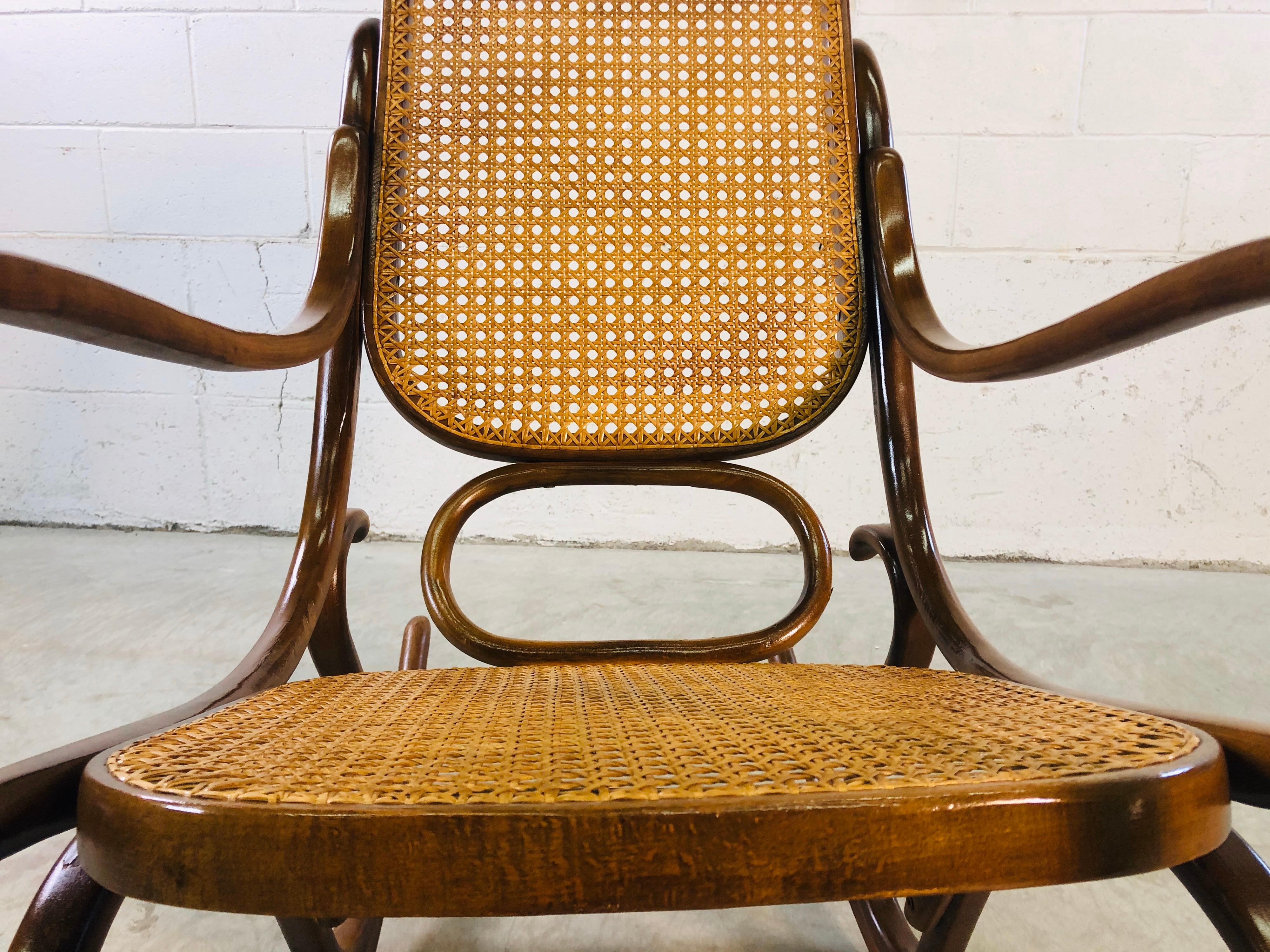 Thonet Style Beechwood and Cane Rocking Chair 2