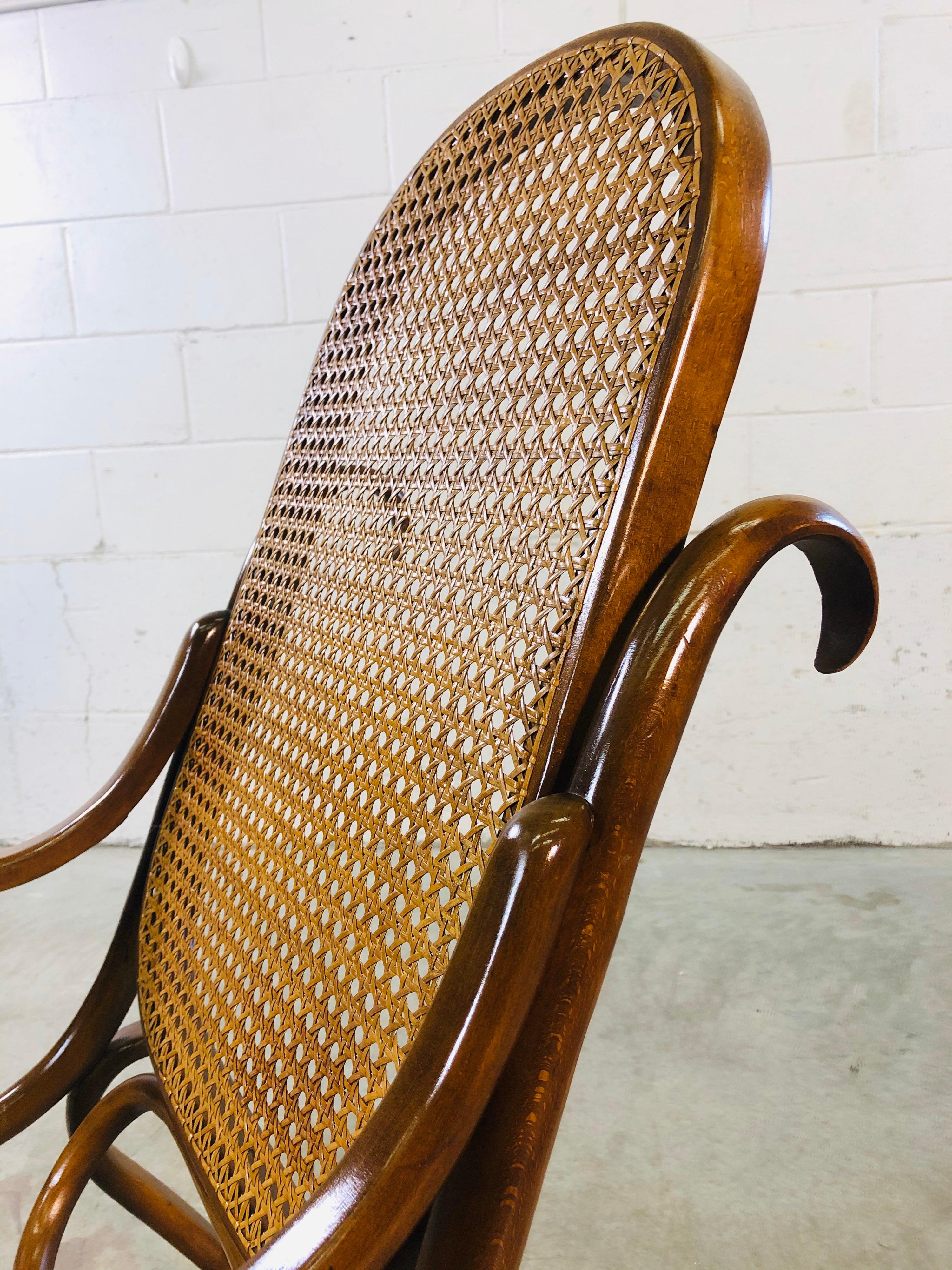 Thonet Style Beechwood and Cane Rocking Chair 3
