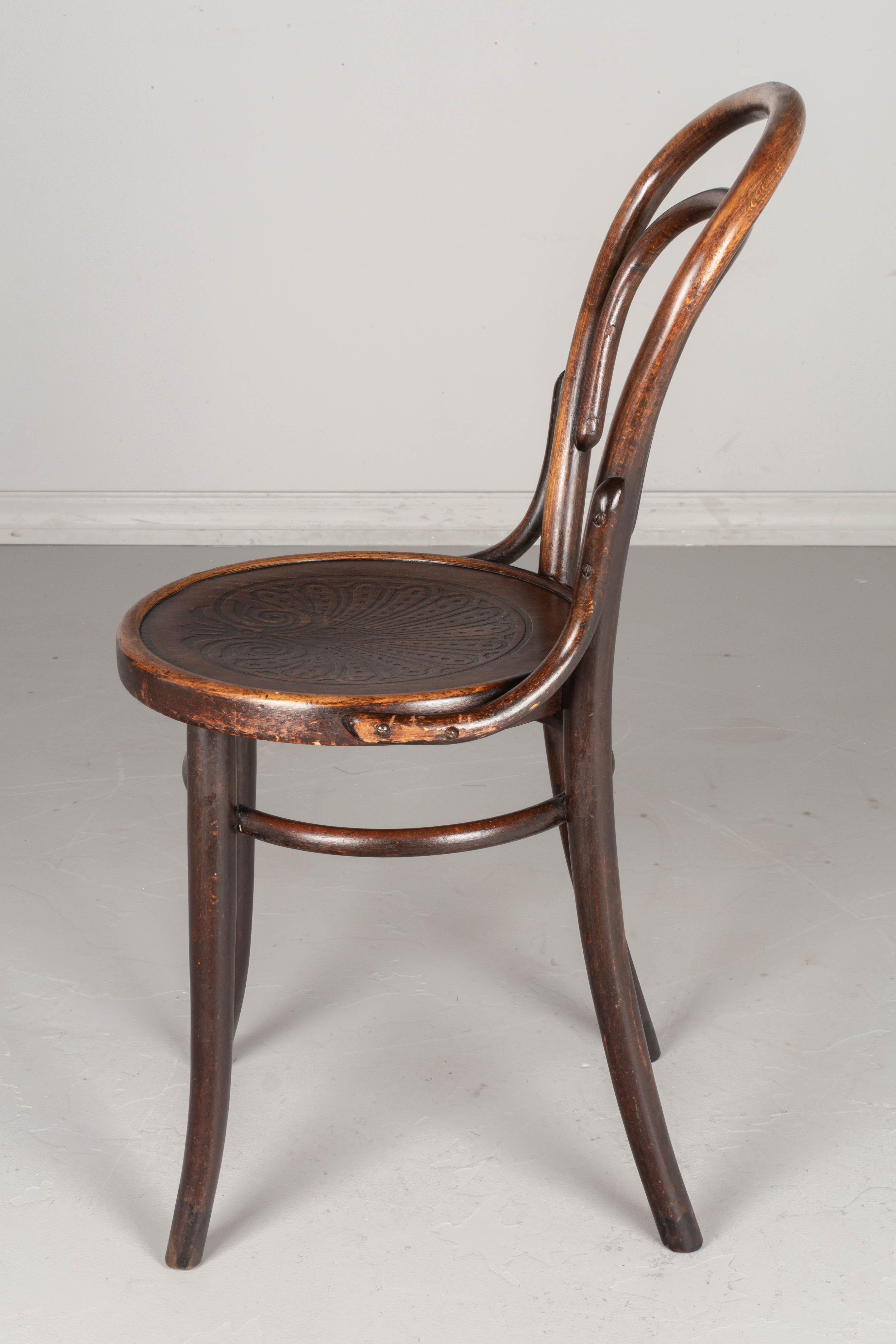 Art Nouveau Thonet Style Bentwood Bistro Chairs, Set of 4