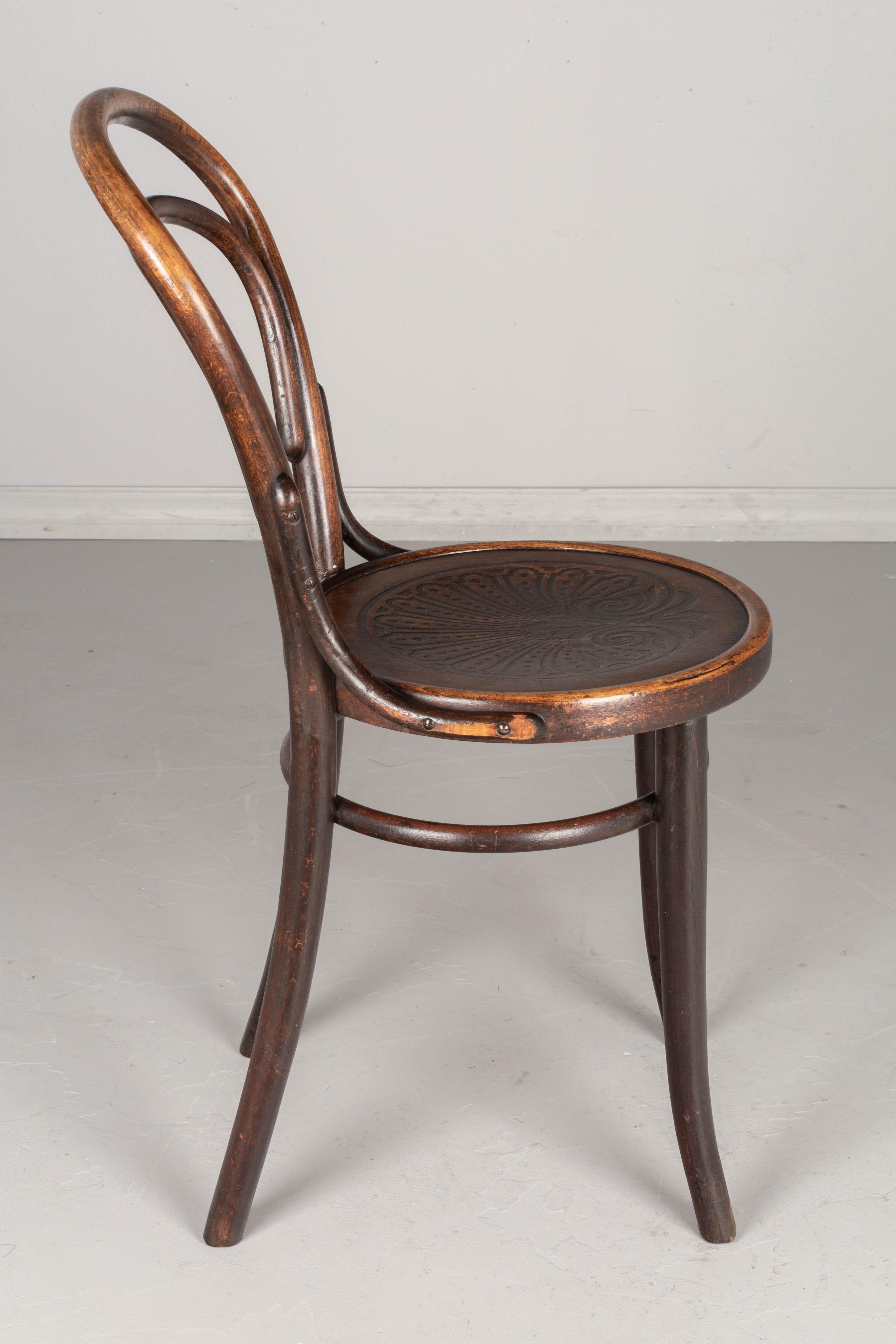 Austrian Thonet Style Bentwood Bistro Chairs, Set of 4