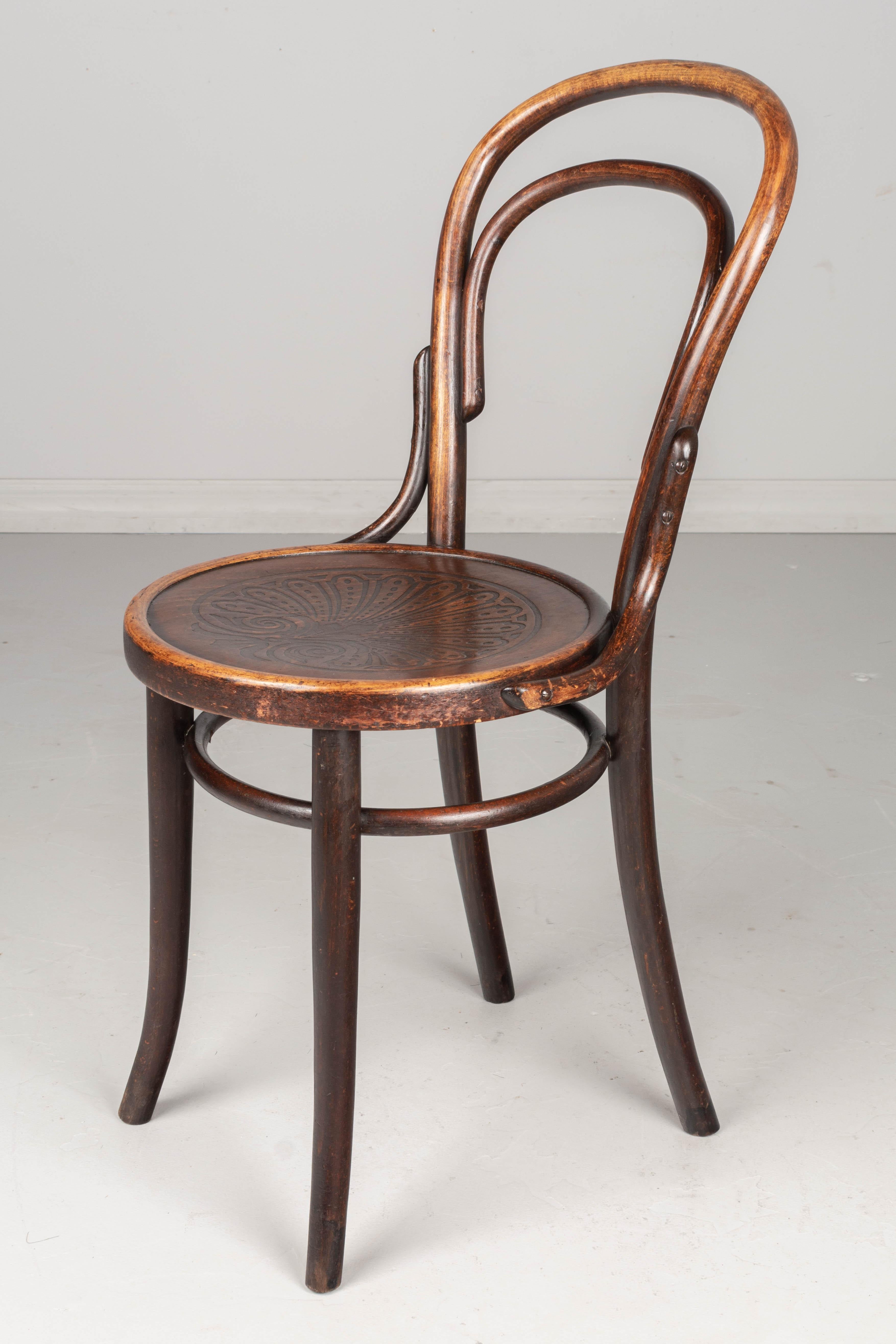 20th Century Thonet Style Bentwood Bistro Chairs, Set of 4