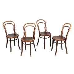 Antique Thonet Style Bentwood Bistro Chairs, Set of 4