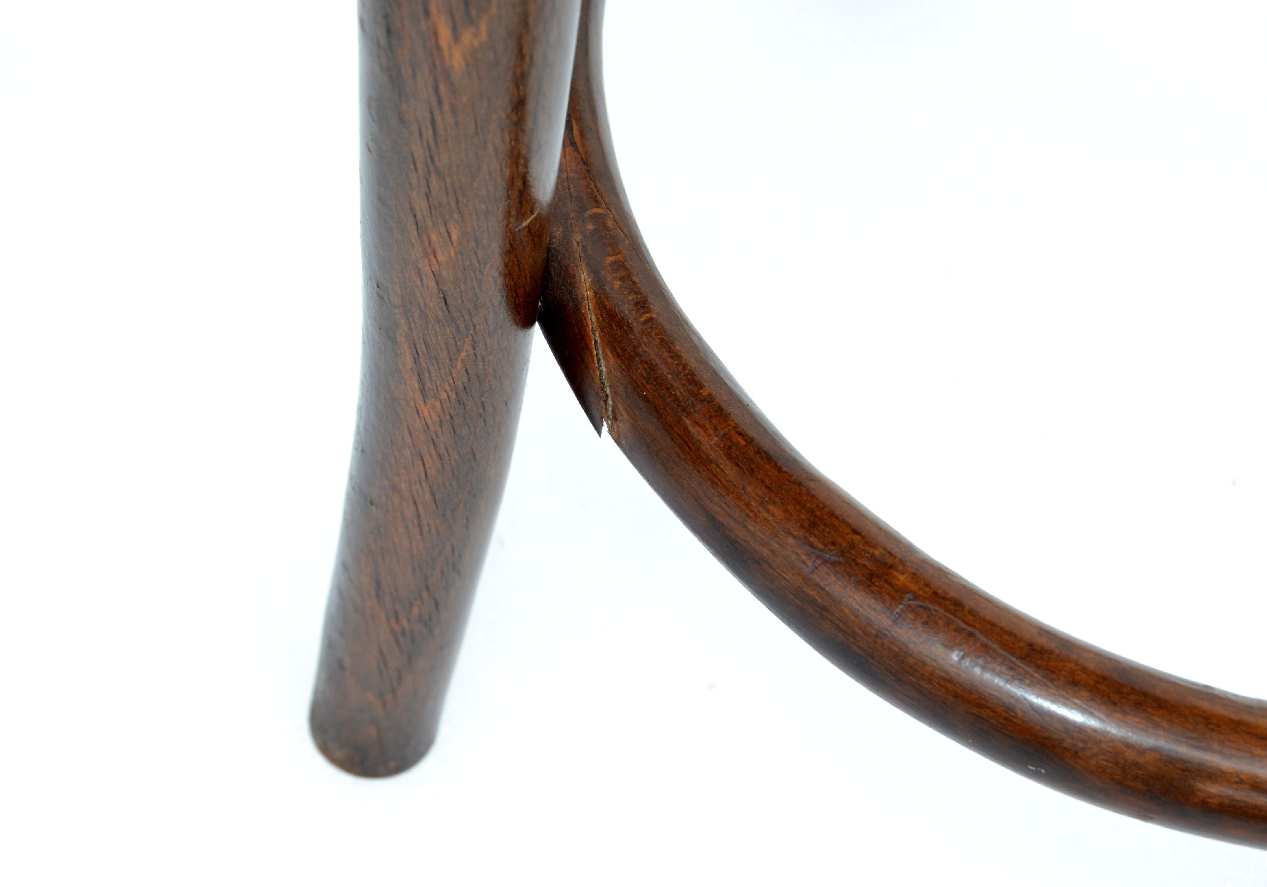 Thonet Style Bentwood Stool & Handwoven Cane Seat Mid-Century Modern, 2 3