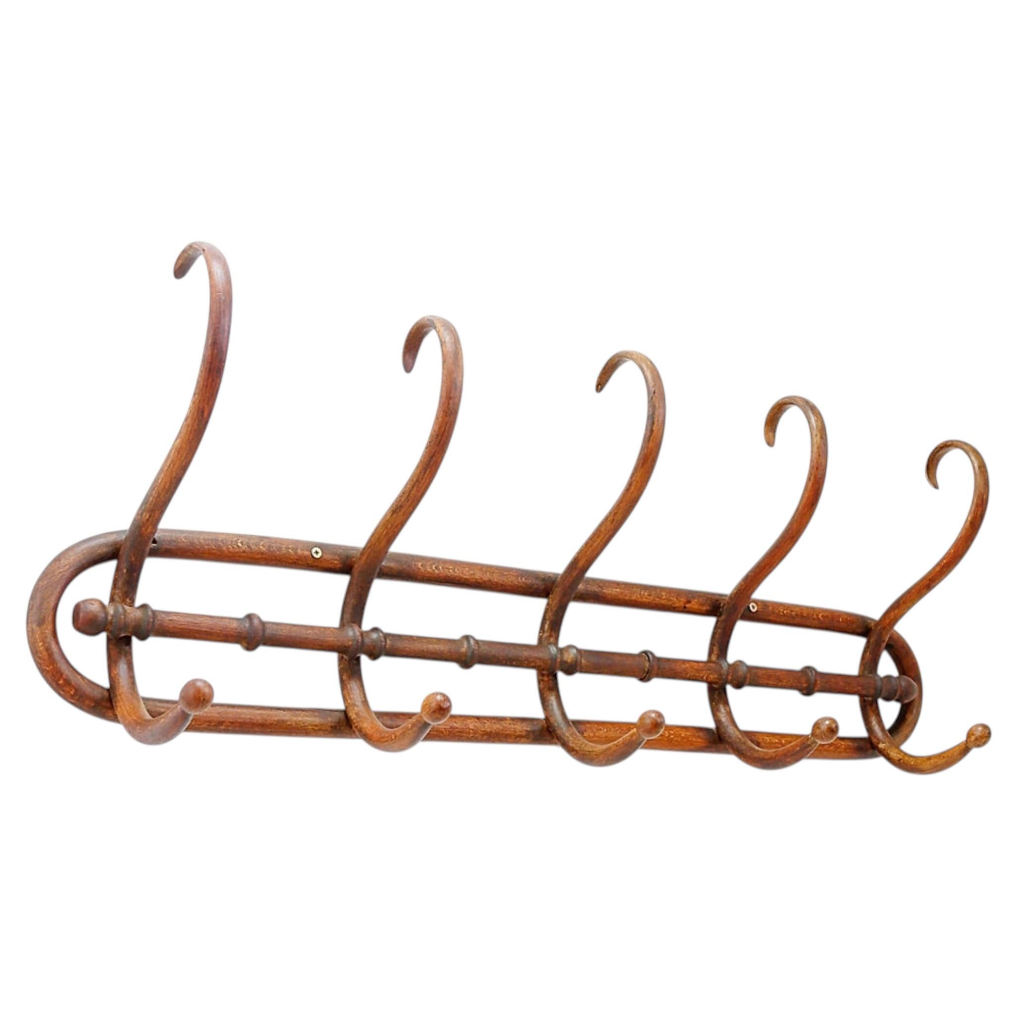 Thonet-style bentwood wall-mounted coat rack - Early 20th