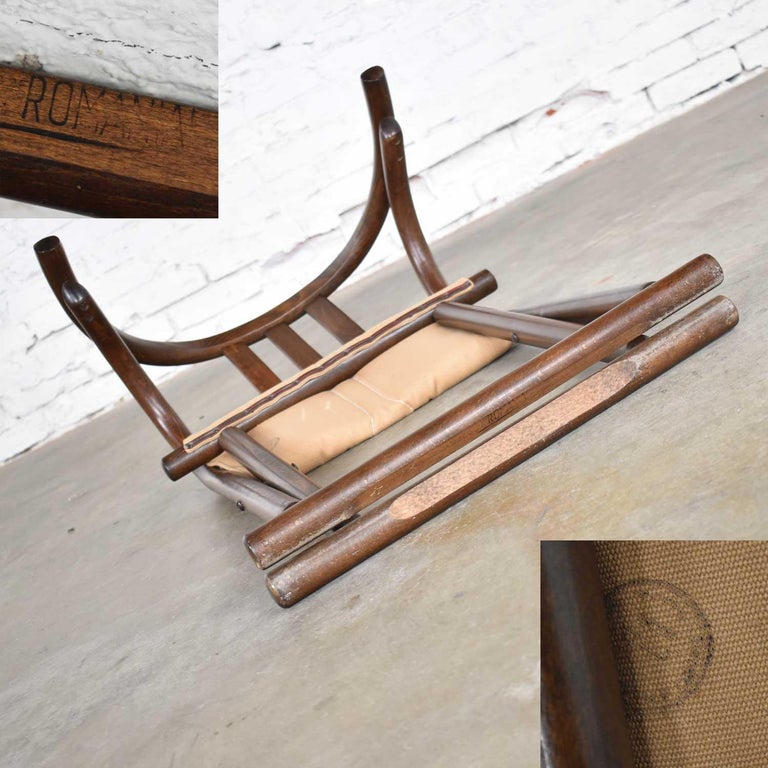 Style Bentwood Walnut Tone Folding Chair with Canvas Sling Seat