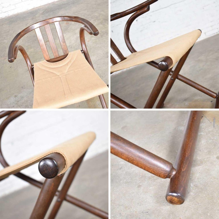 Style Bentwood Walnut Tone Folding Chair with Canvas Sling Seat