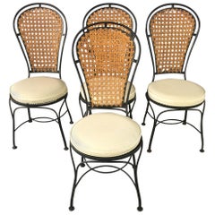 Thonet Style Caned Black Iron Bistro Dining Chairs