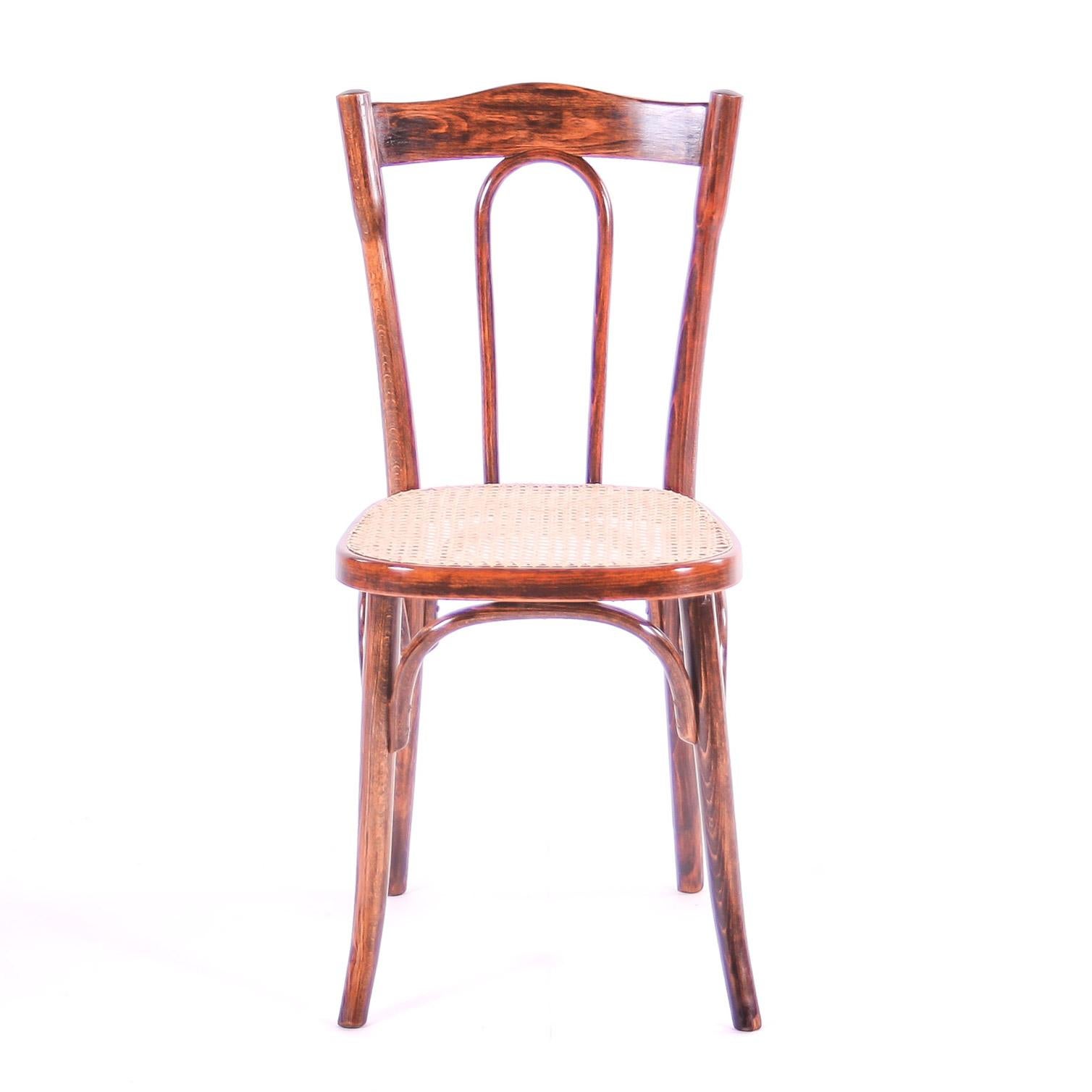 Original piece of furniture after renovation.
Classical and beautiful Thonet chair, which was made in 1900-1910. The chair is made of bent wood and the seat is handwoven with rattan. The chair is in perfect condition and is completely renovated by