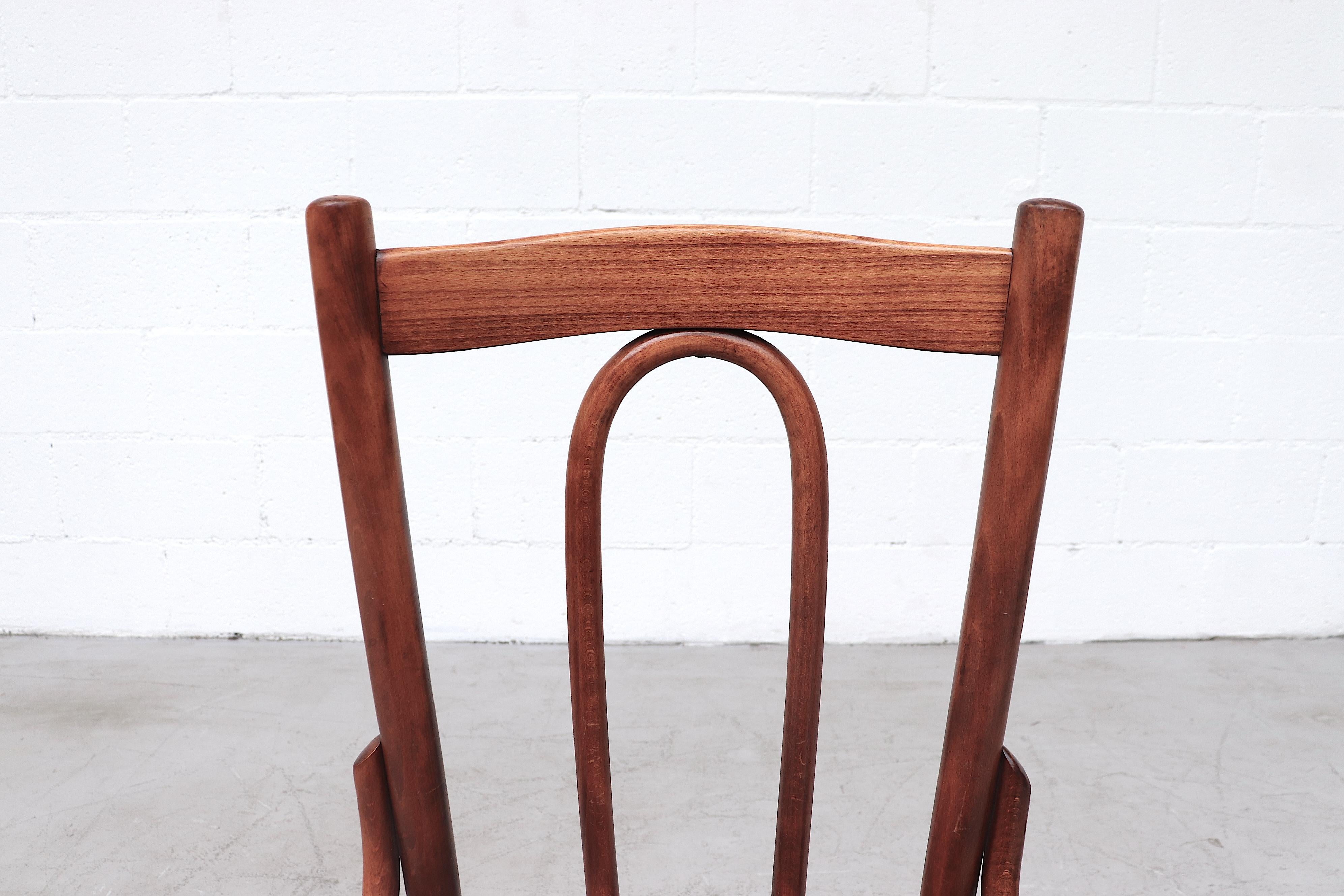 Thonet Style Cherry Toned Wood Bistro Chairs 4