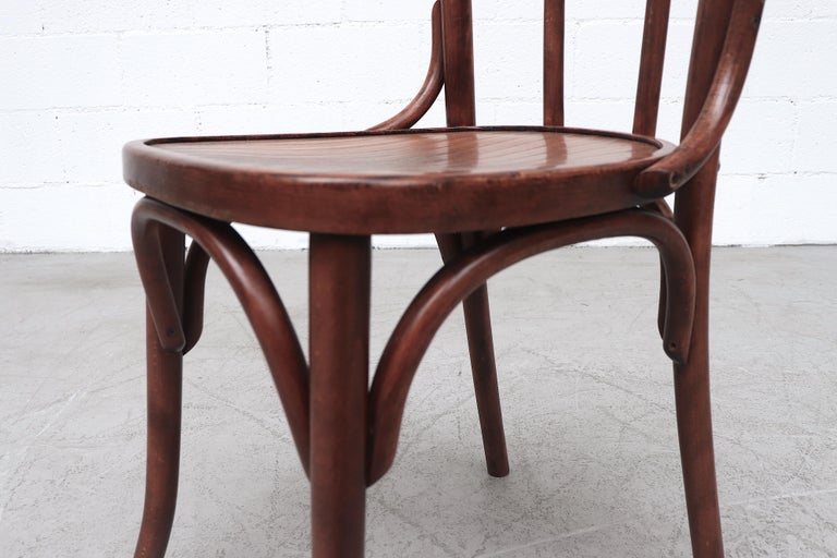 Set of 8 Style Cherry Toned Wood Bistro Chairs For Sale at 1stdibs