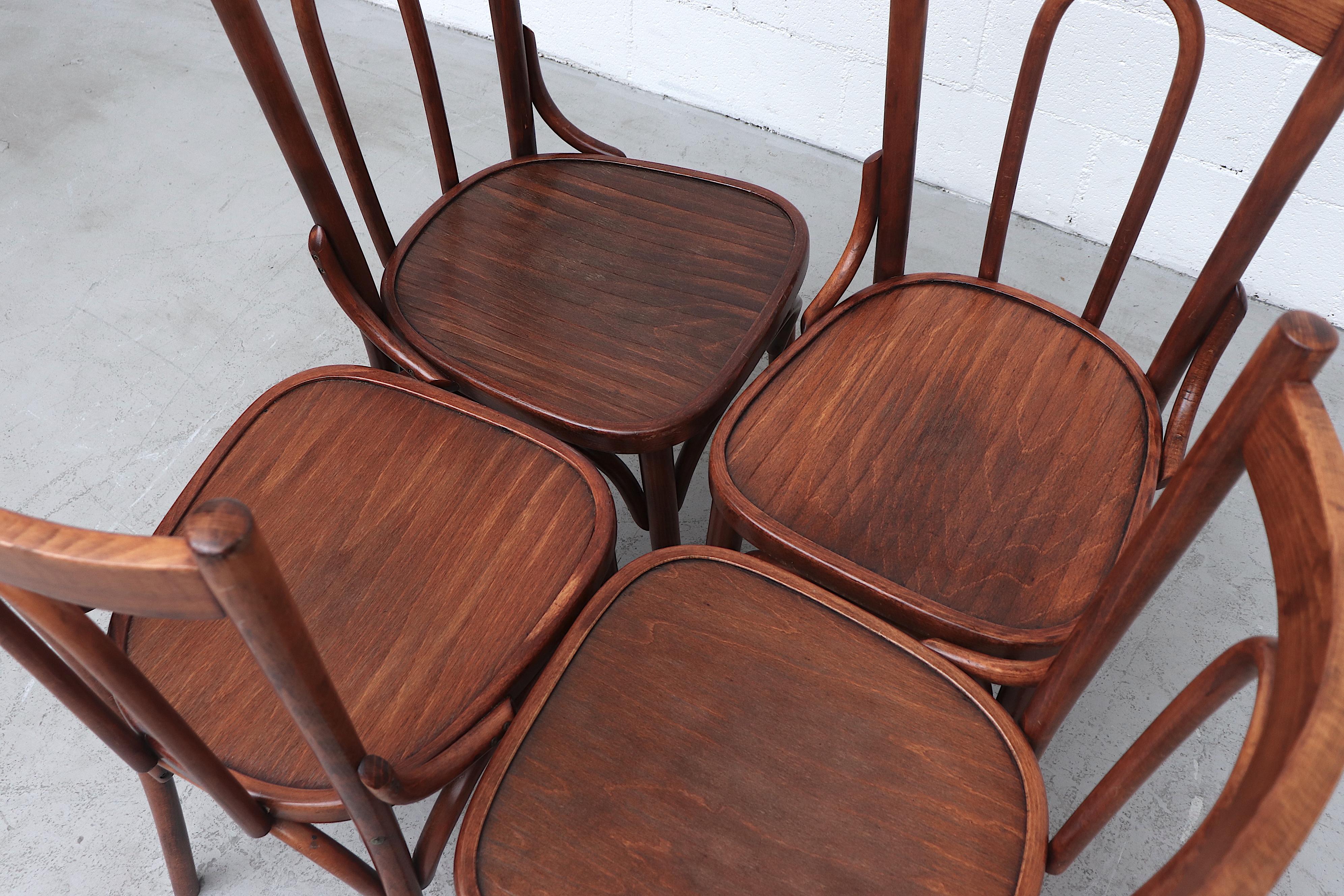 Mid-Century Modern Thonet Style Cherry Toned Wood Bistro Chairs