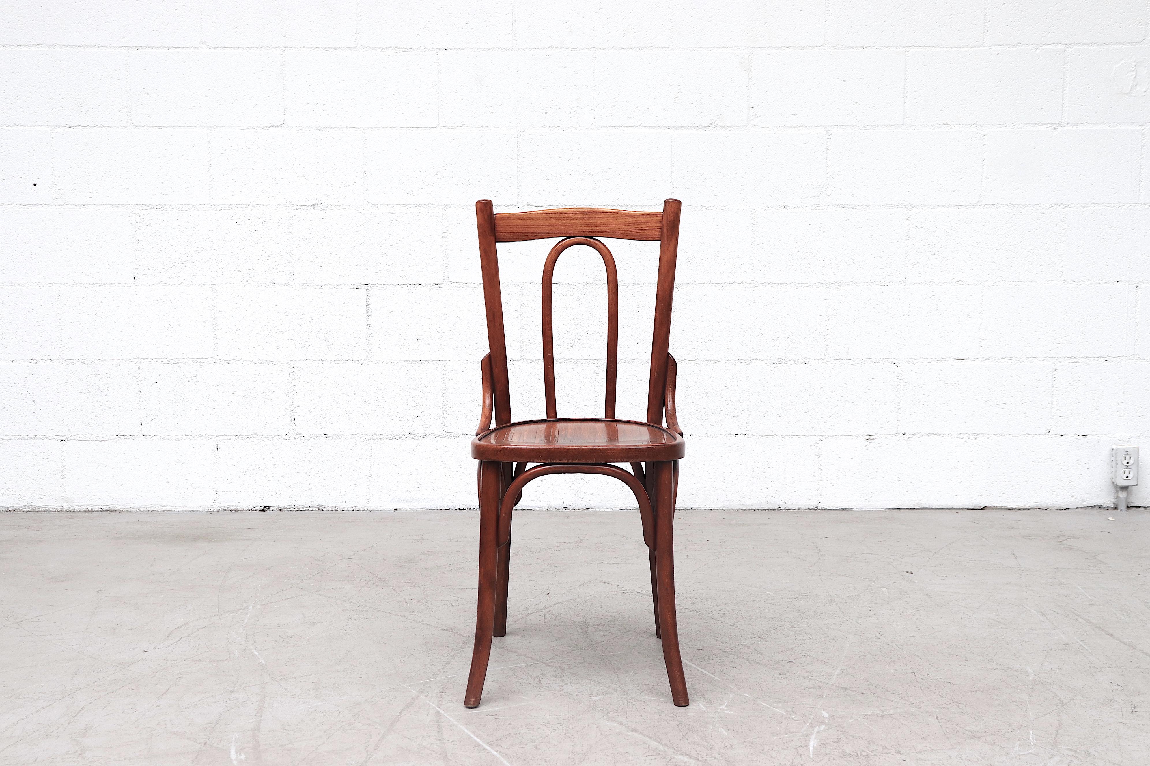 Dutch Thonet Style Cherry Toned Wood Bistro Chairs