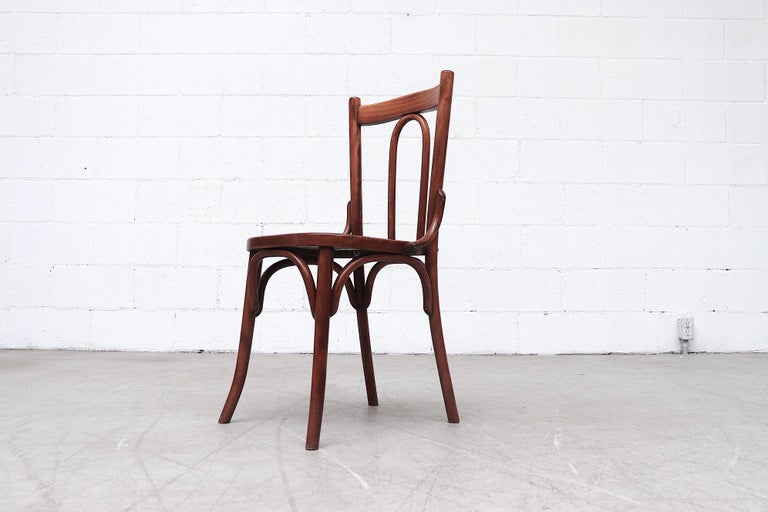 Set of 8 Style Cherry Toned Wood Bistro Chairs For Sale at 1stdibs