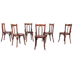 Thonet Style Cherry Toned Wood Bistro Chairs