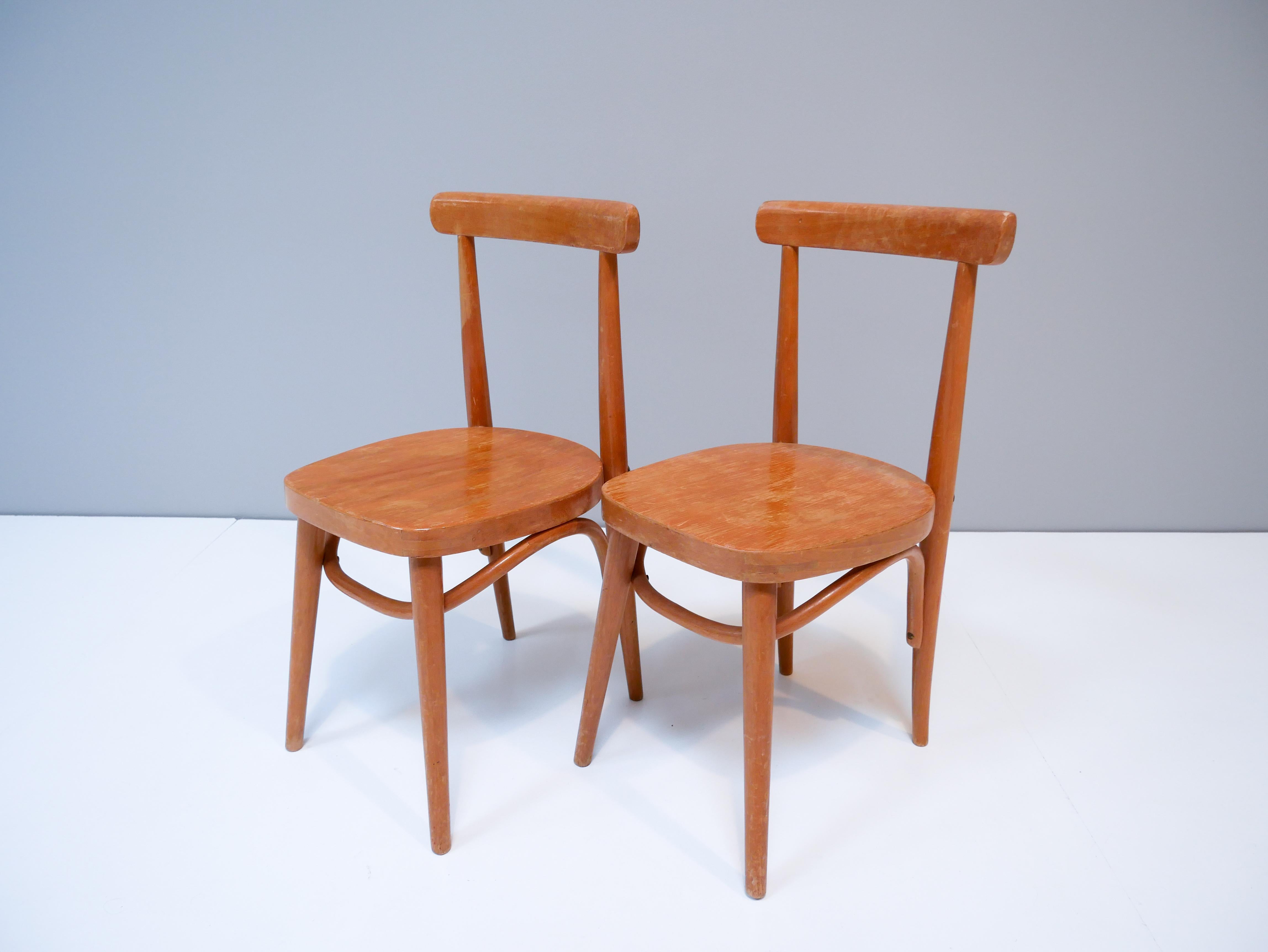 Thonet style children's bentwood chairs 1950s Sweden.