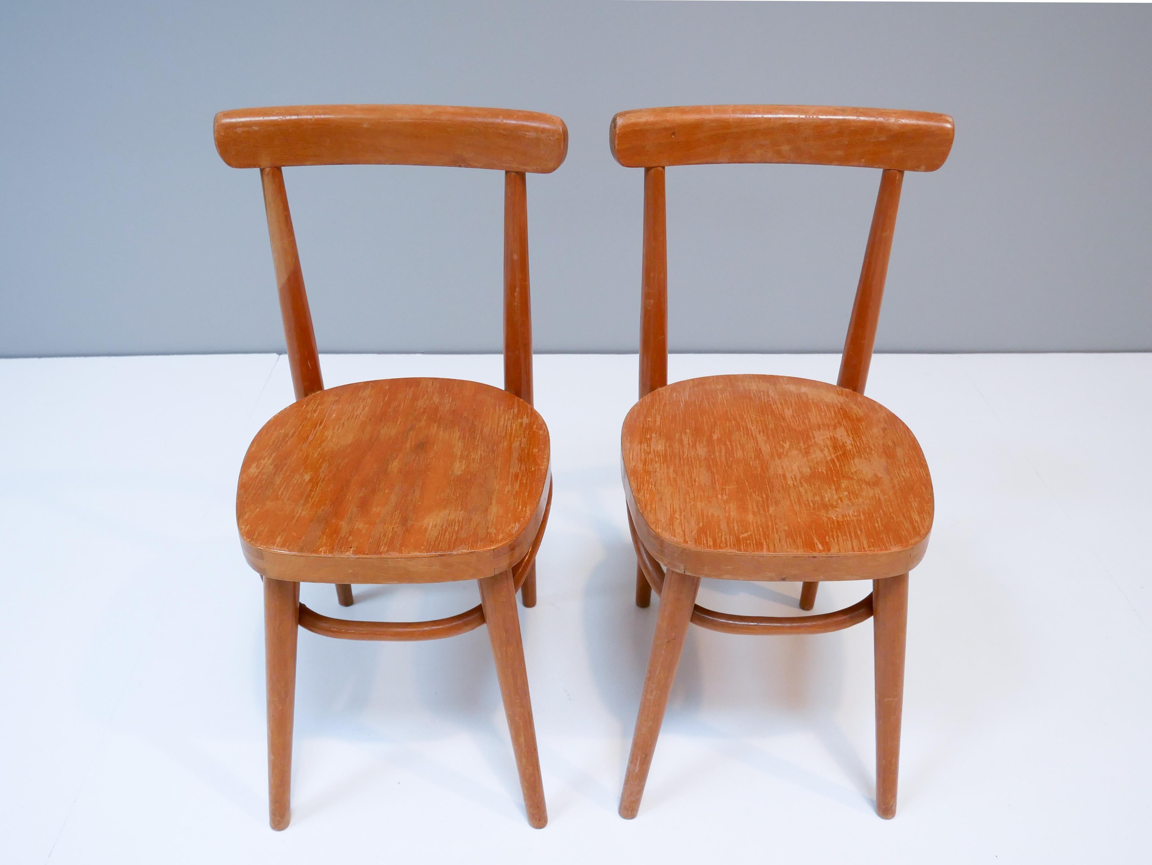 Birch Thonet Style Children's Bentwood Chairs, 1950s, Sweden For Sale