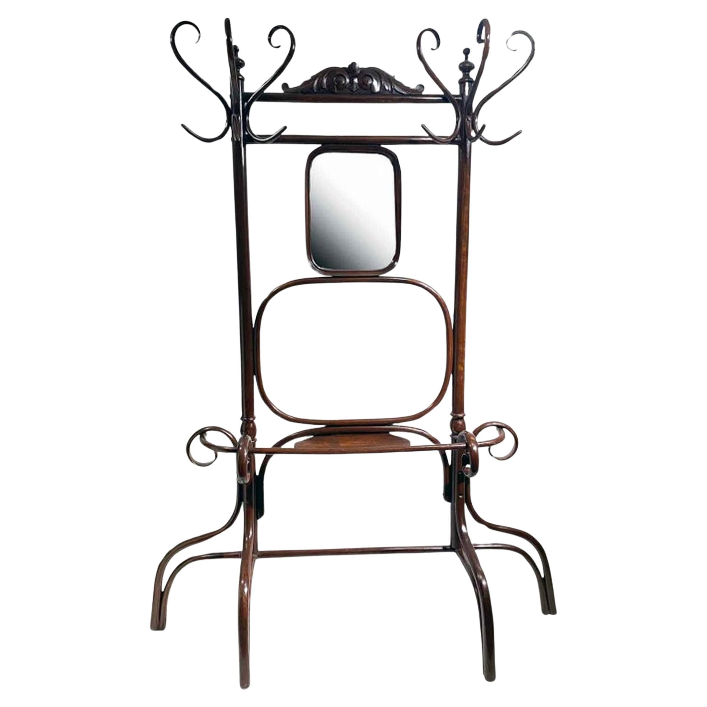 Perchero de Entrada Estilo Thonet con Espejo