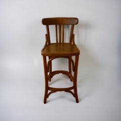 Thonet Style High Stool in Curved Wood, 20th Century