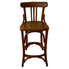 Used Thonet Style High Stool in Curved Wood, 20th Century