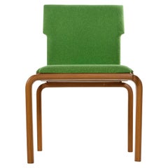 Thonet Style Mid-Century Modern Maple Bent Ply Green Wool Tweed Dining Chair Set