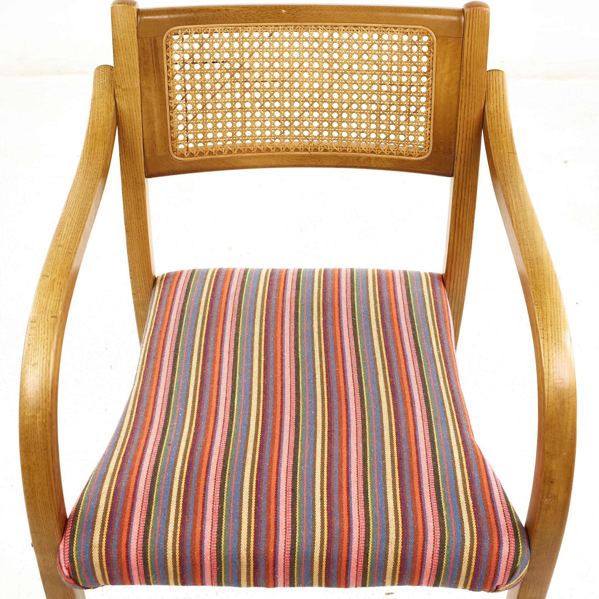 Thonet Style Mid Century Rattan and Bentwood Arm Chairs, Set of 4 For Sale 2