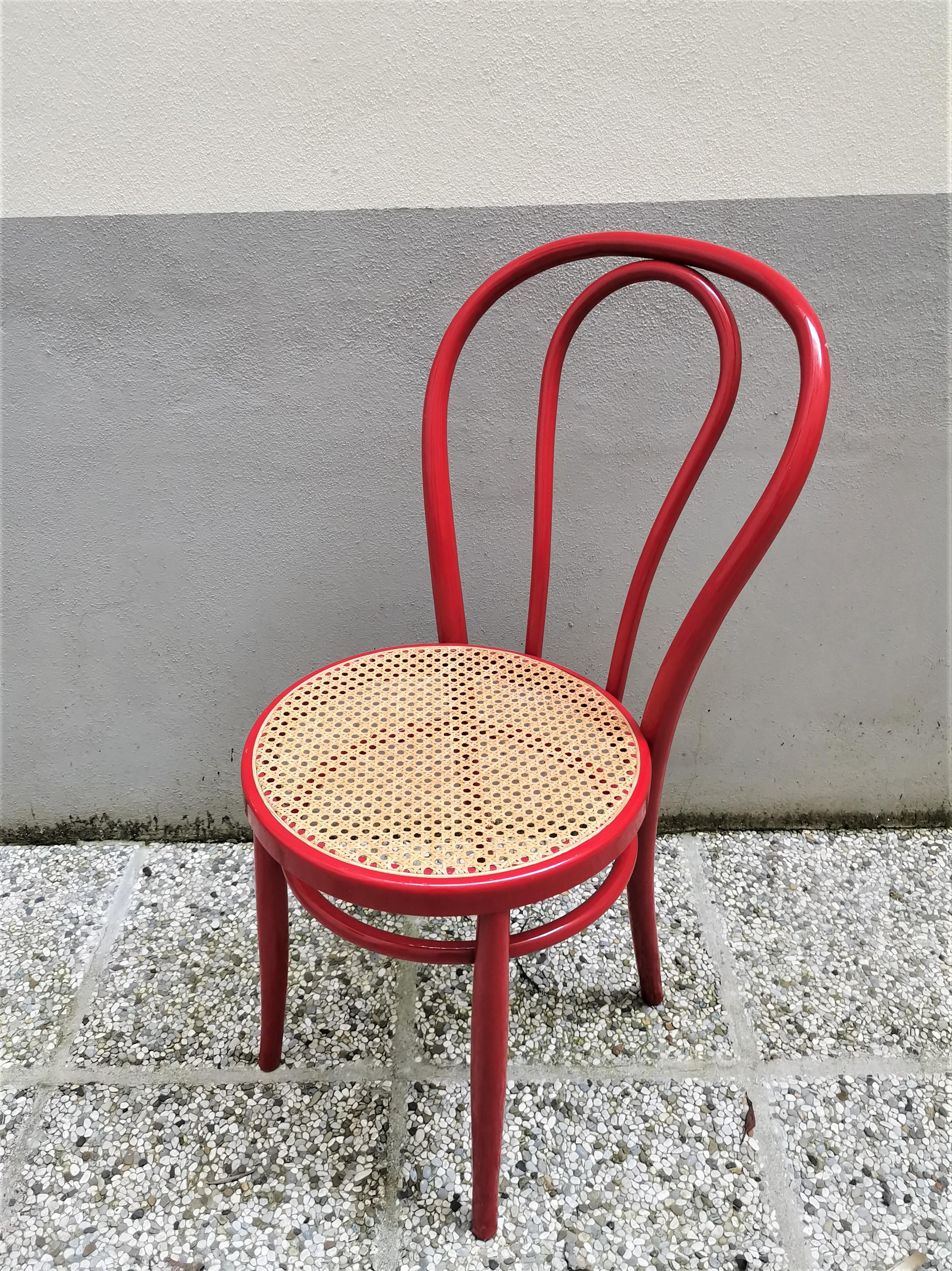 Thonet Style Red Dining Chair, 1980s For Sale 6