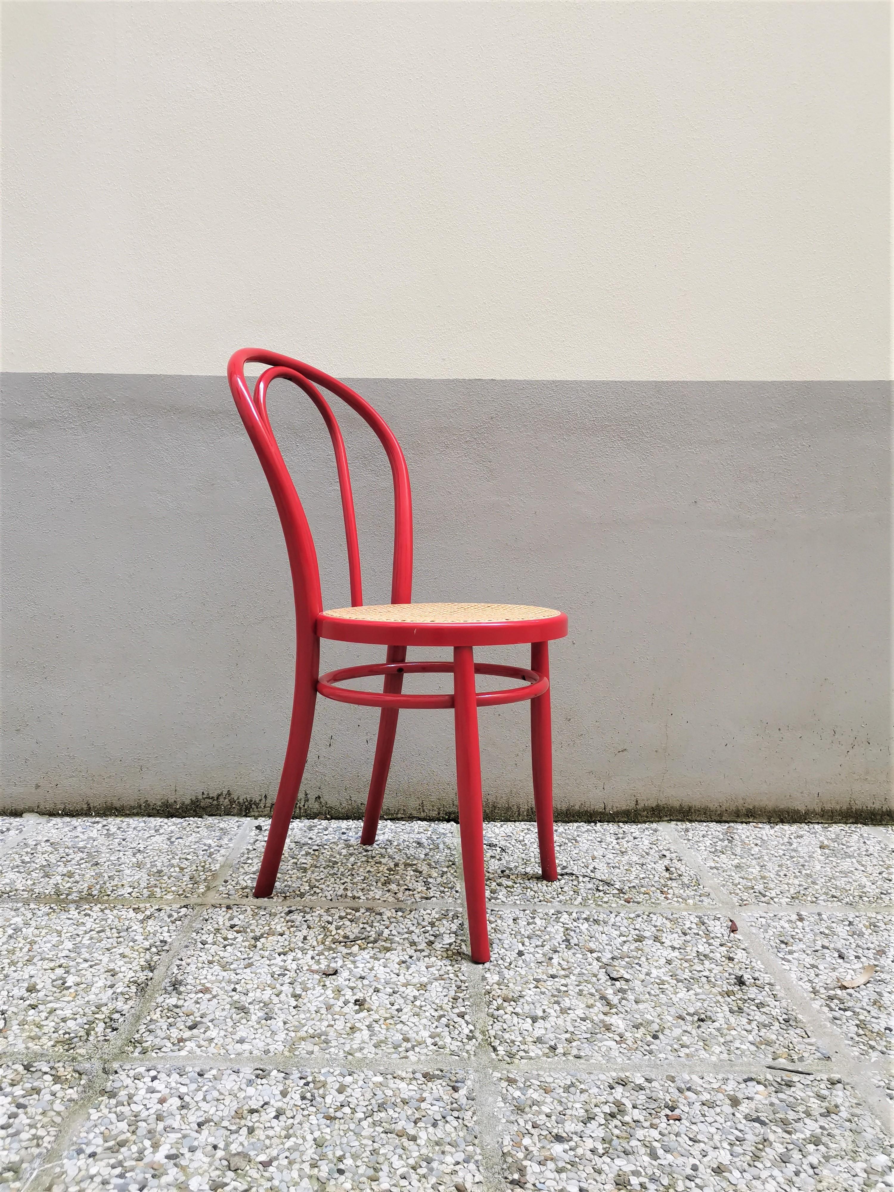Thonet Style Red Dining Chair, 1980s For Sale 7